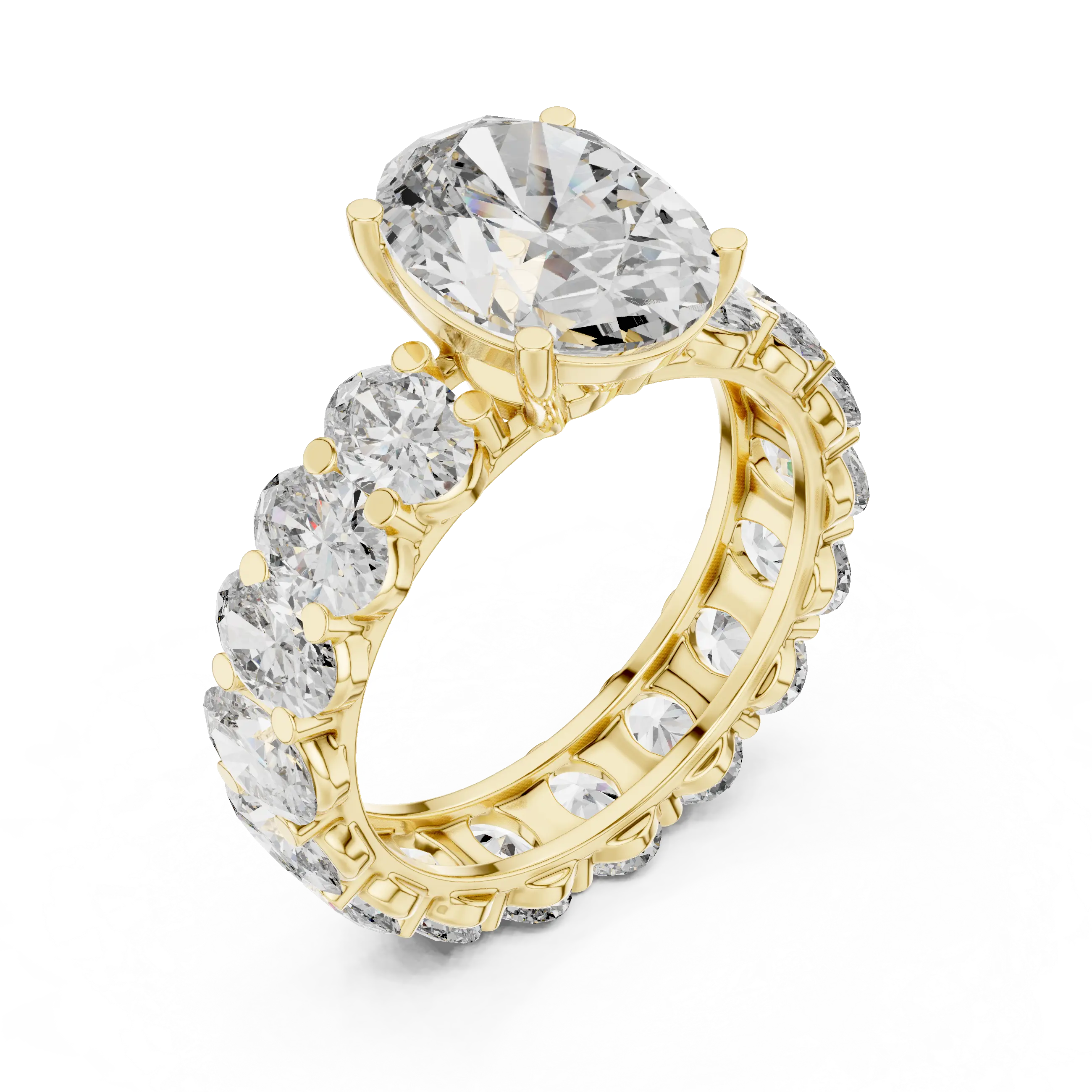 MJR0128 - Classic Oval Center Stone Set on Full Oval Eternity Shank