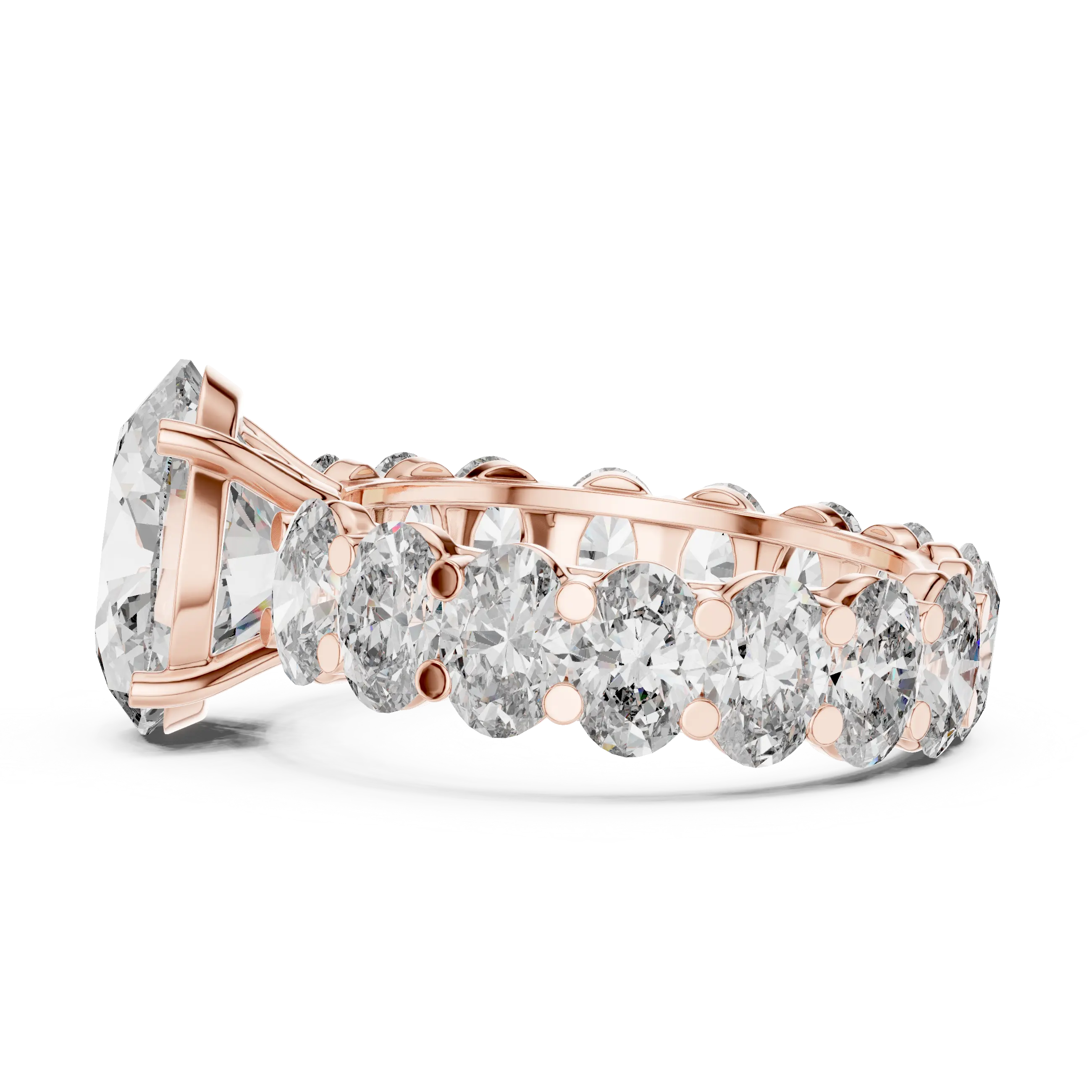 MJR0128 - Classic Oval Center Stone Set on Full Oval Eternity Shank
