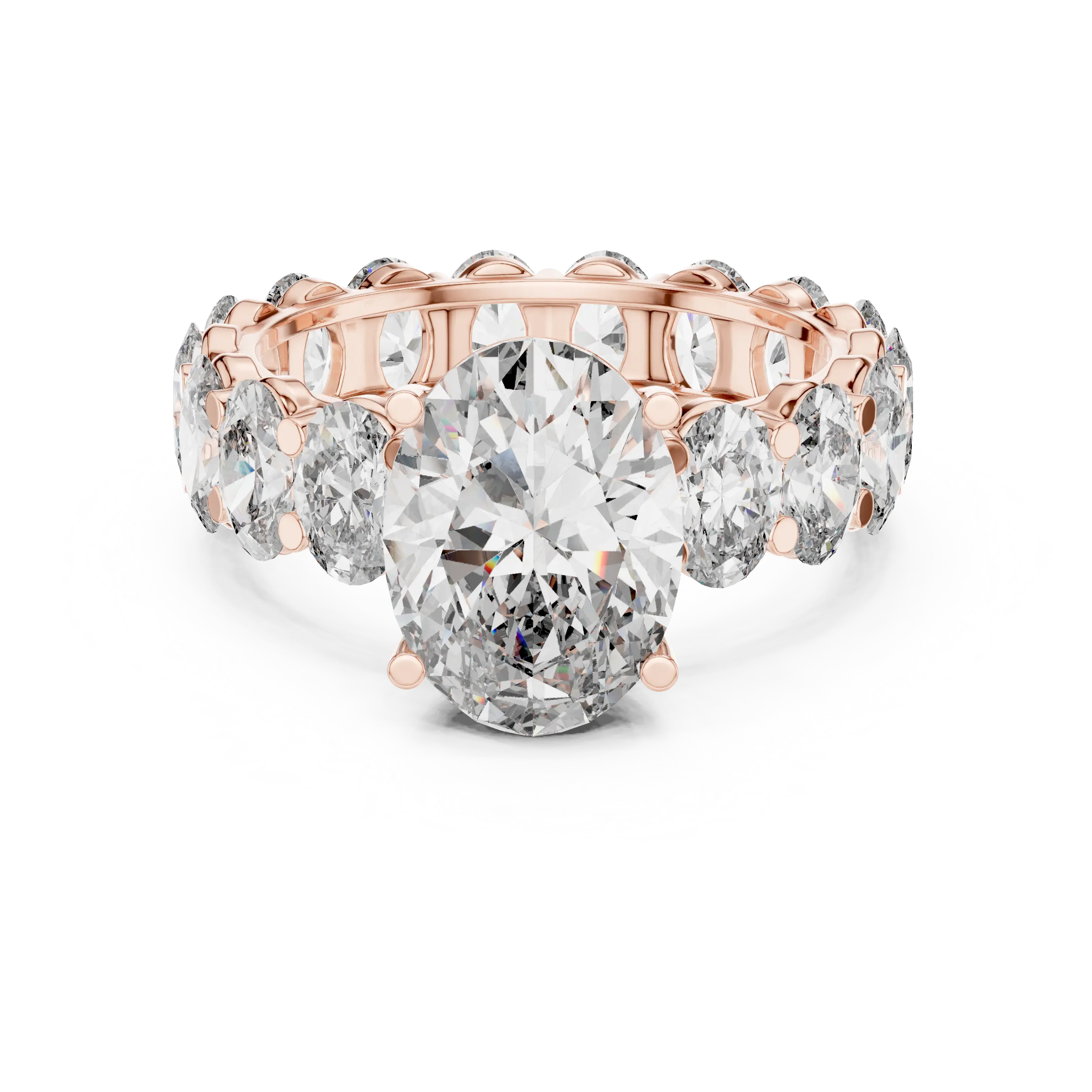 MJR0128 - Classic Oval Center Stone Set on Full Oval Eternity Shank