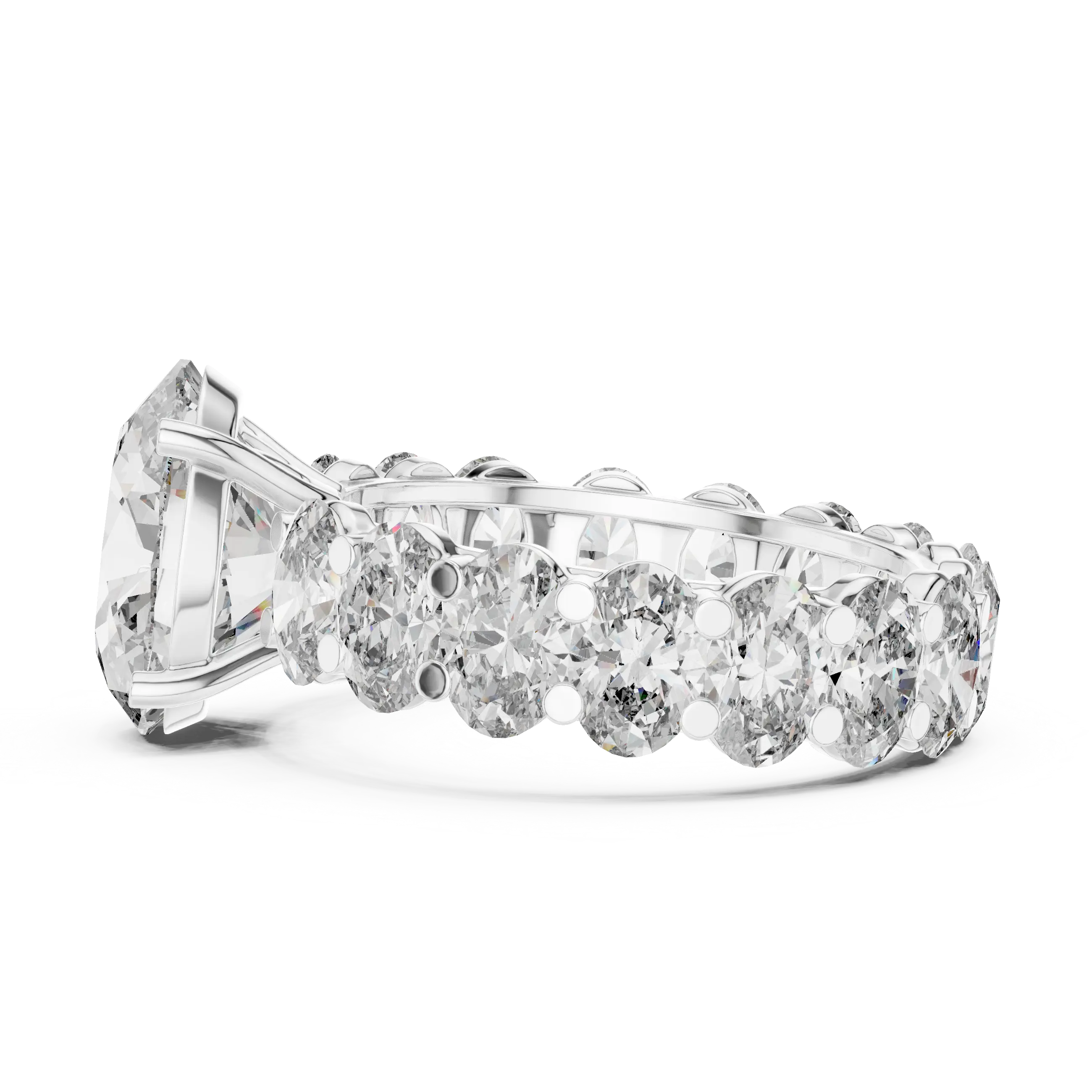 MJR0128 - Classic Oval Center Stone Set on Full Oval Eternity Shank