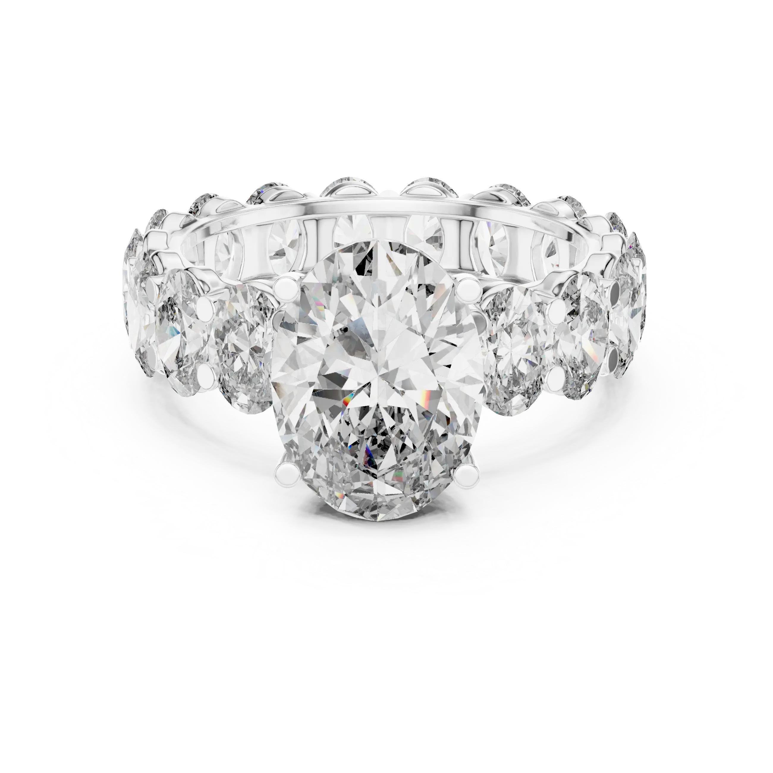 MJR0128 - Classic Oval Center Stone Set on Full Oval Eternity Shank