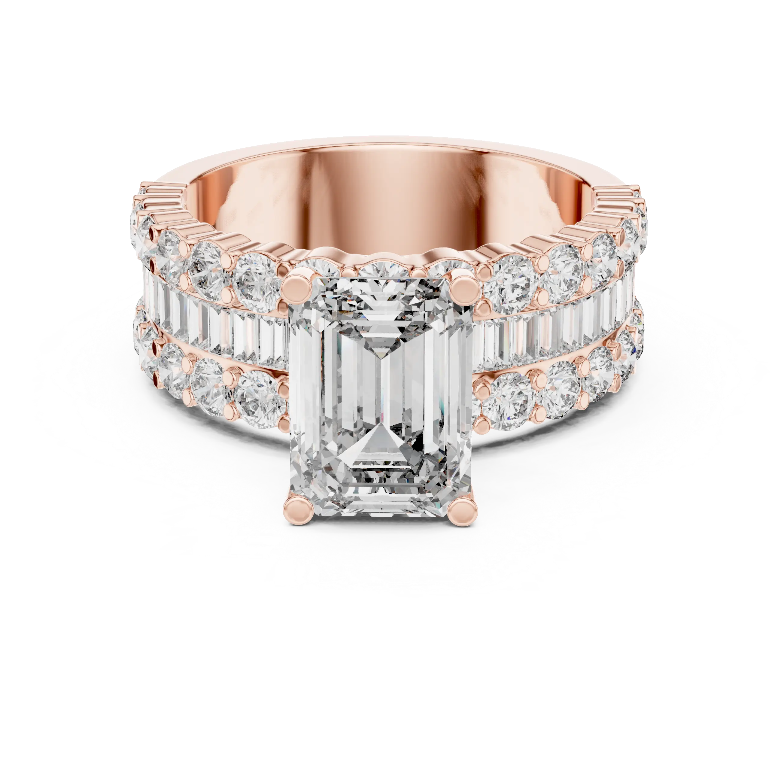 MJR0126 - Grand Multi-Row Accent Emerald Cut Statement Ring