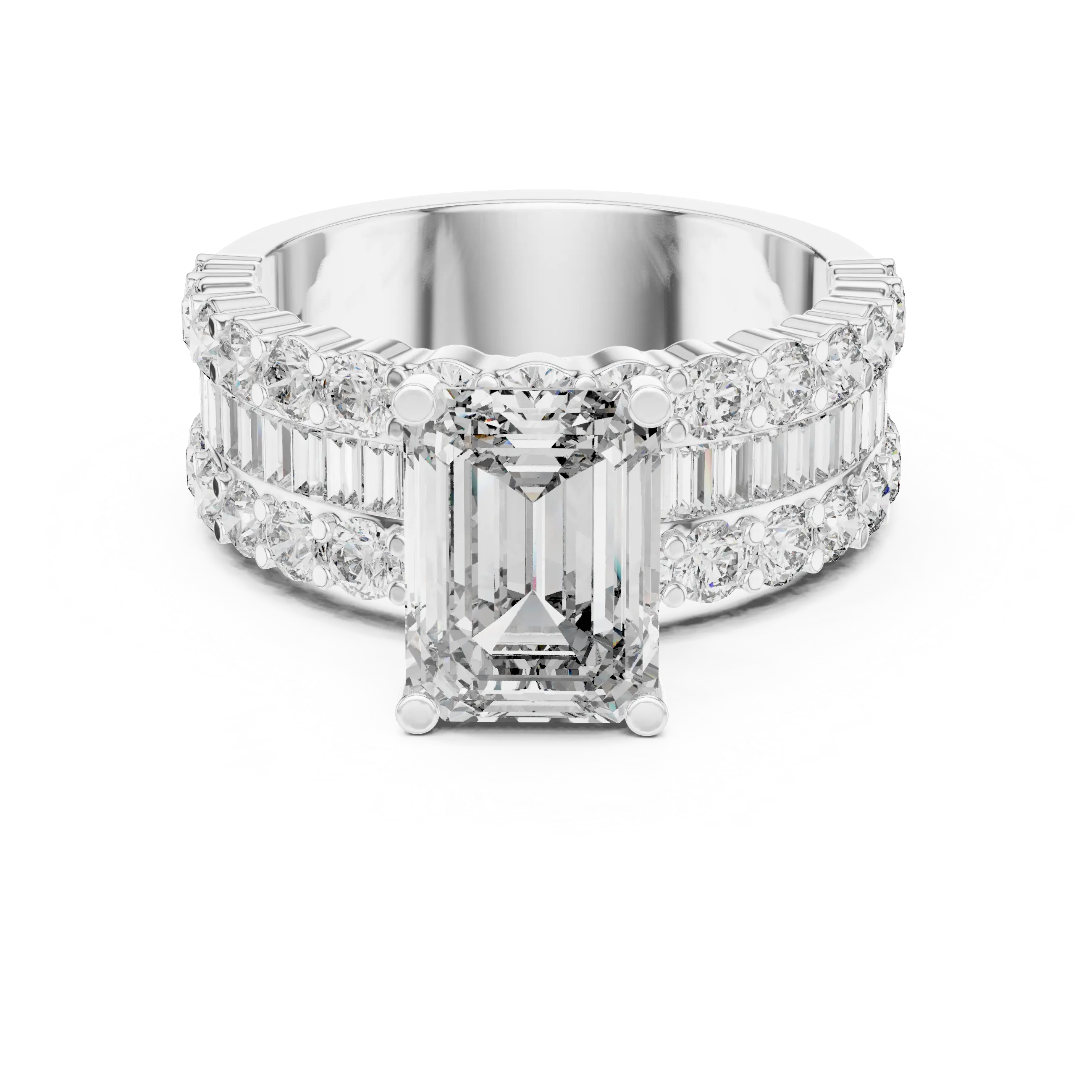 MJR0126 - Grand Multi-Row Accent Emerald Cut Statement Ring
