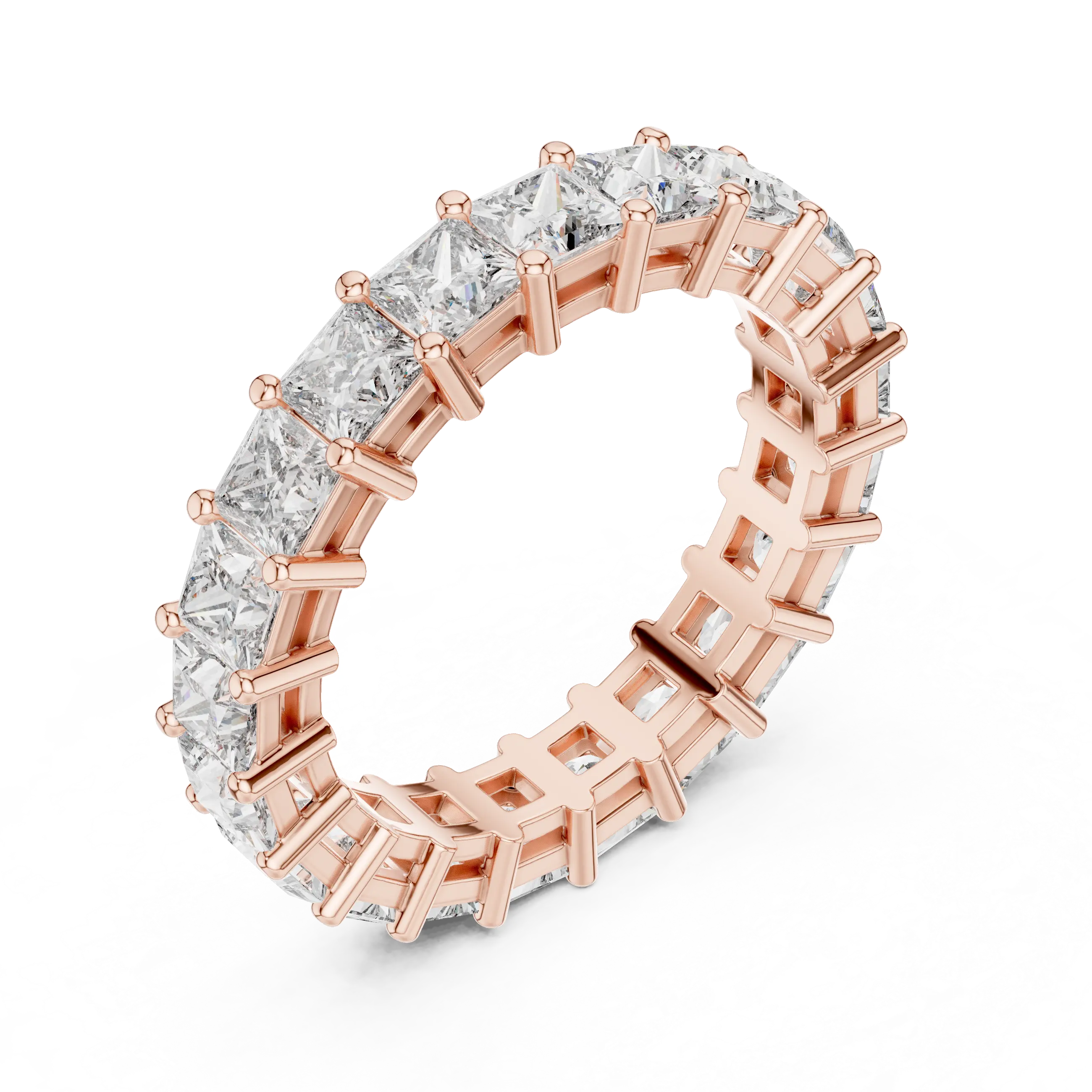 MJET019 - Princess Cut Shared Prong Full Eternity Wedding Band