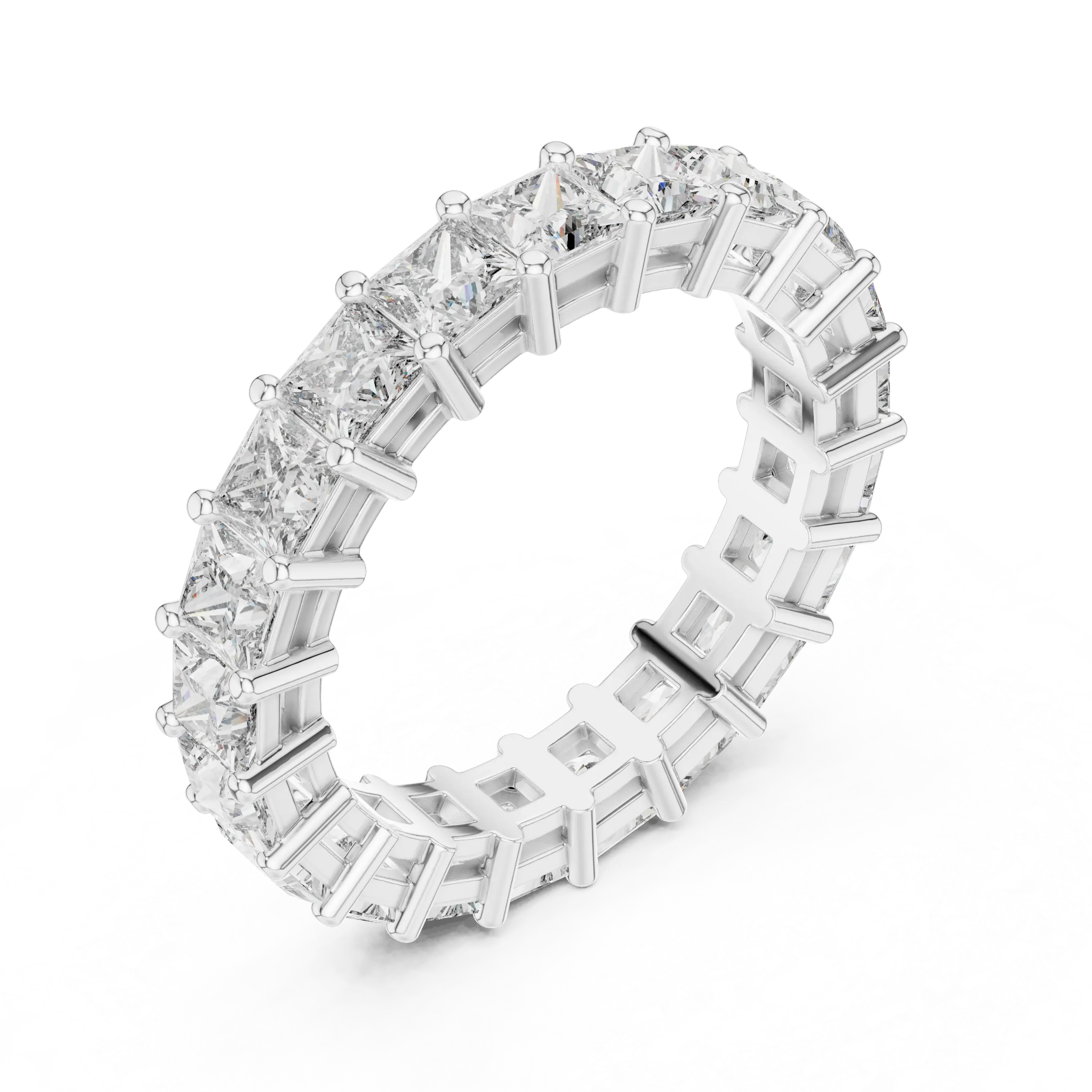 MJET019 - Princess Cut Shared Prong Full Eternity Wedding Band