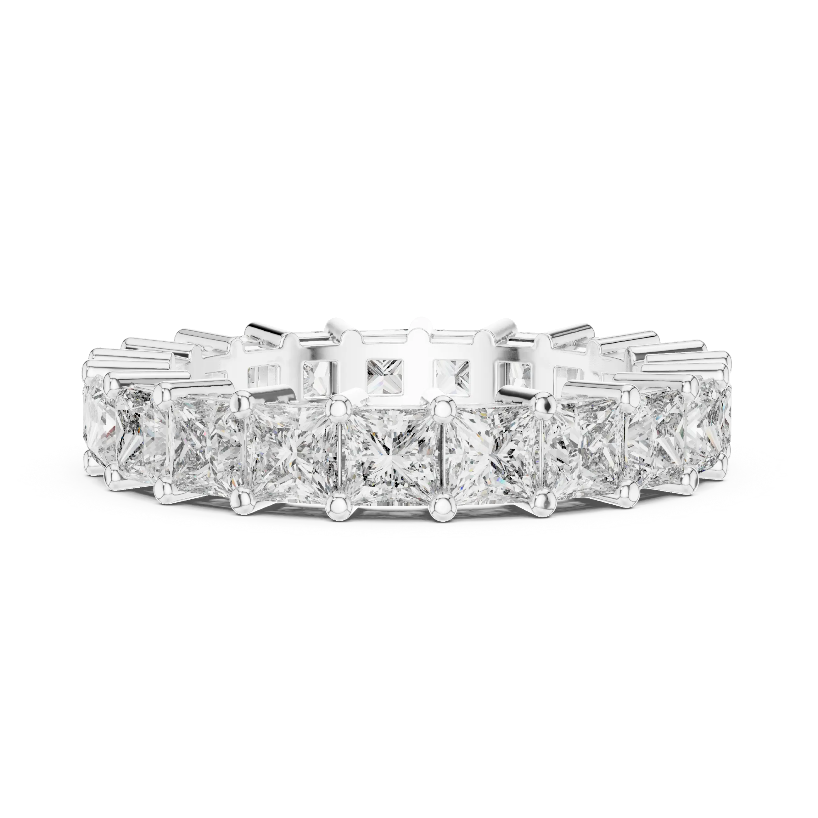 MJET019 - Princess Cut Shared Prong Full Eternity Wedding Band