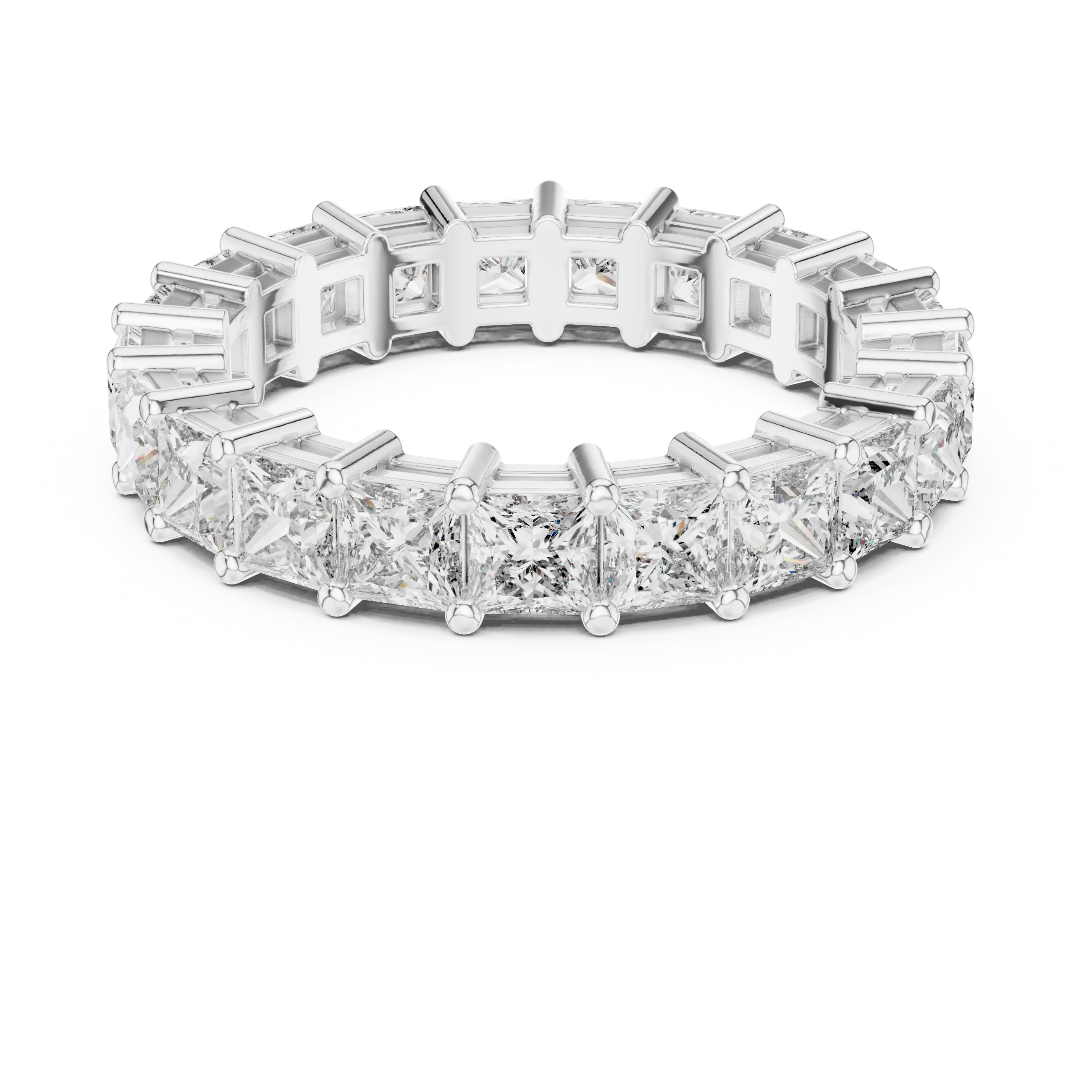 MJET019 - Princess Cut Shared Prong Full Eternity Wedding Band