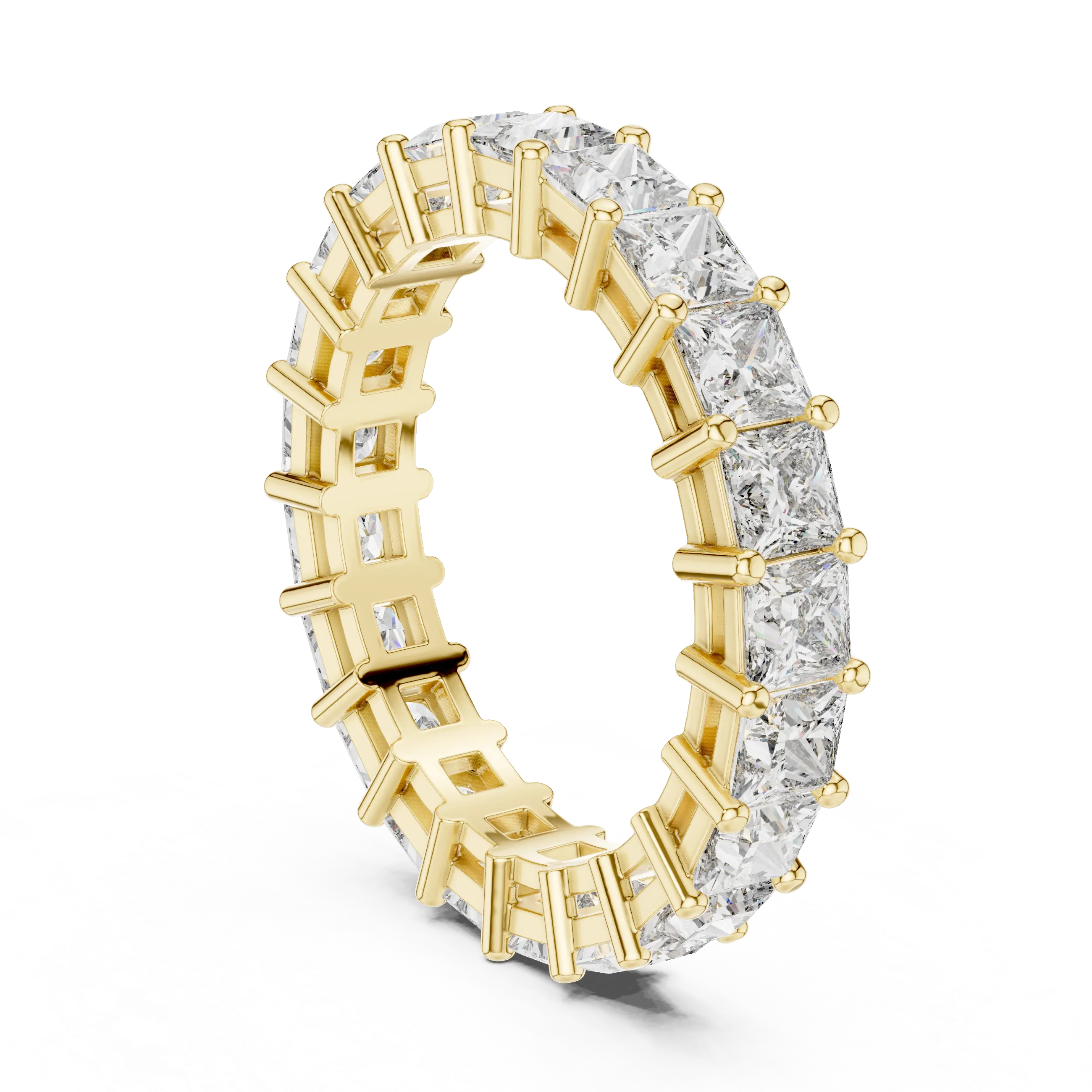 MJET019 - Princess Cut Shared Prong Full Eternity Wedding Band