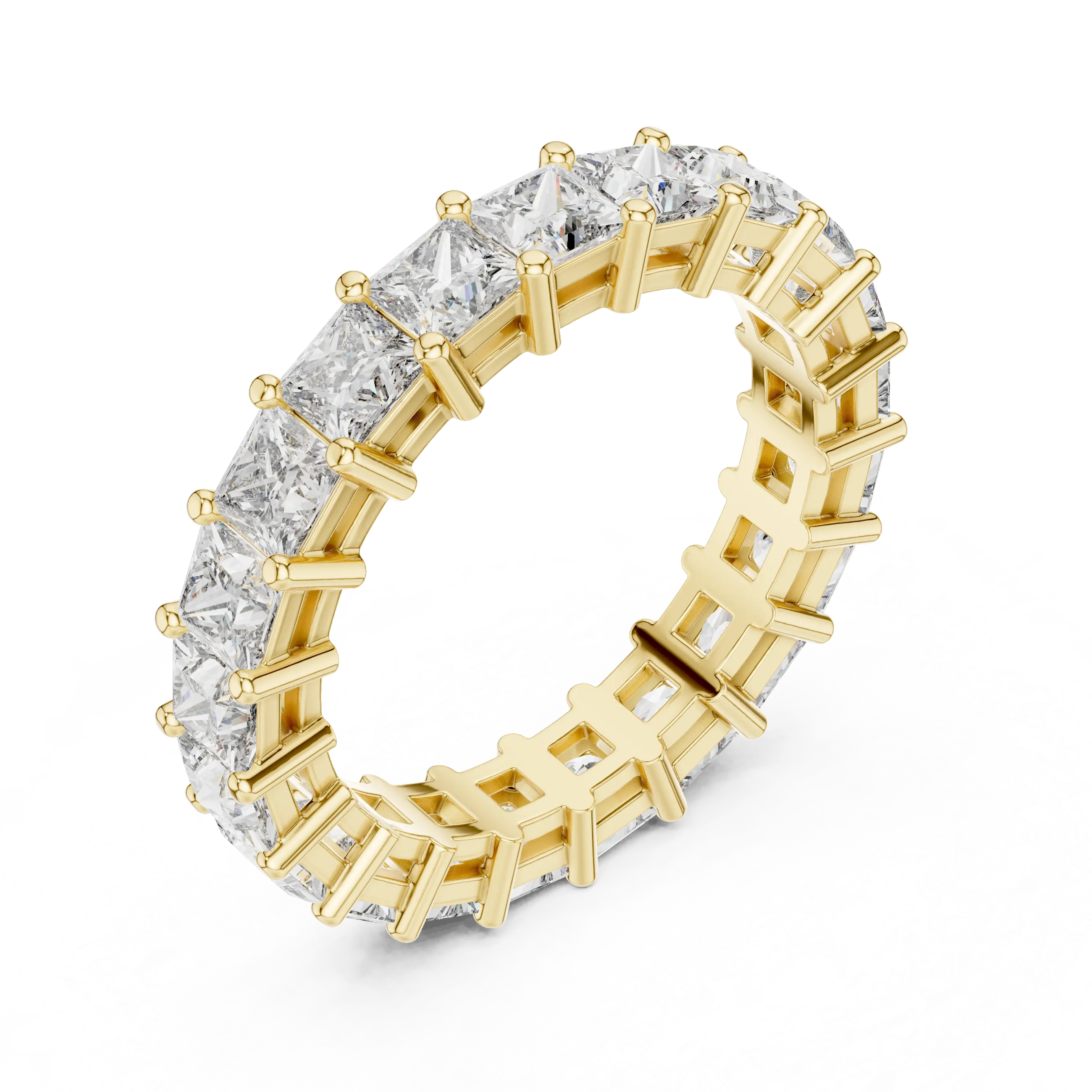MJET019 - Princess Cut Shared Prong Full Eternity Wedding Band