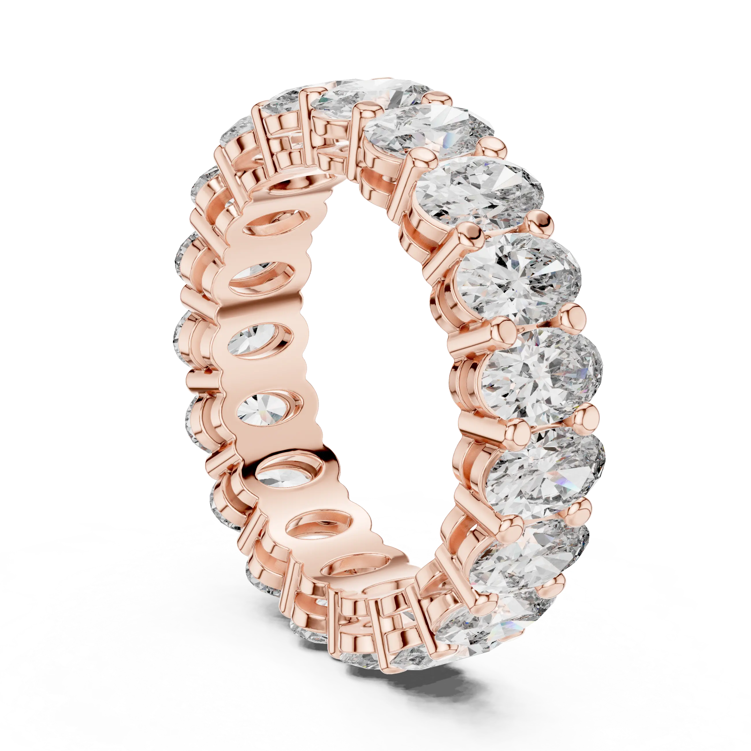 MJET020 - Oval Cut Shared Prong Full Eternity Statement Band