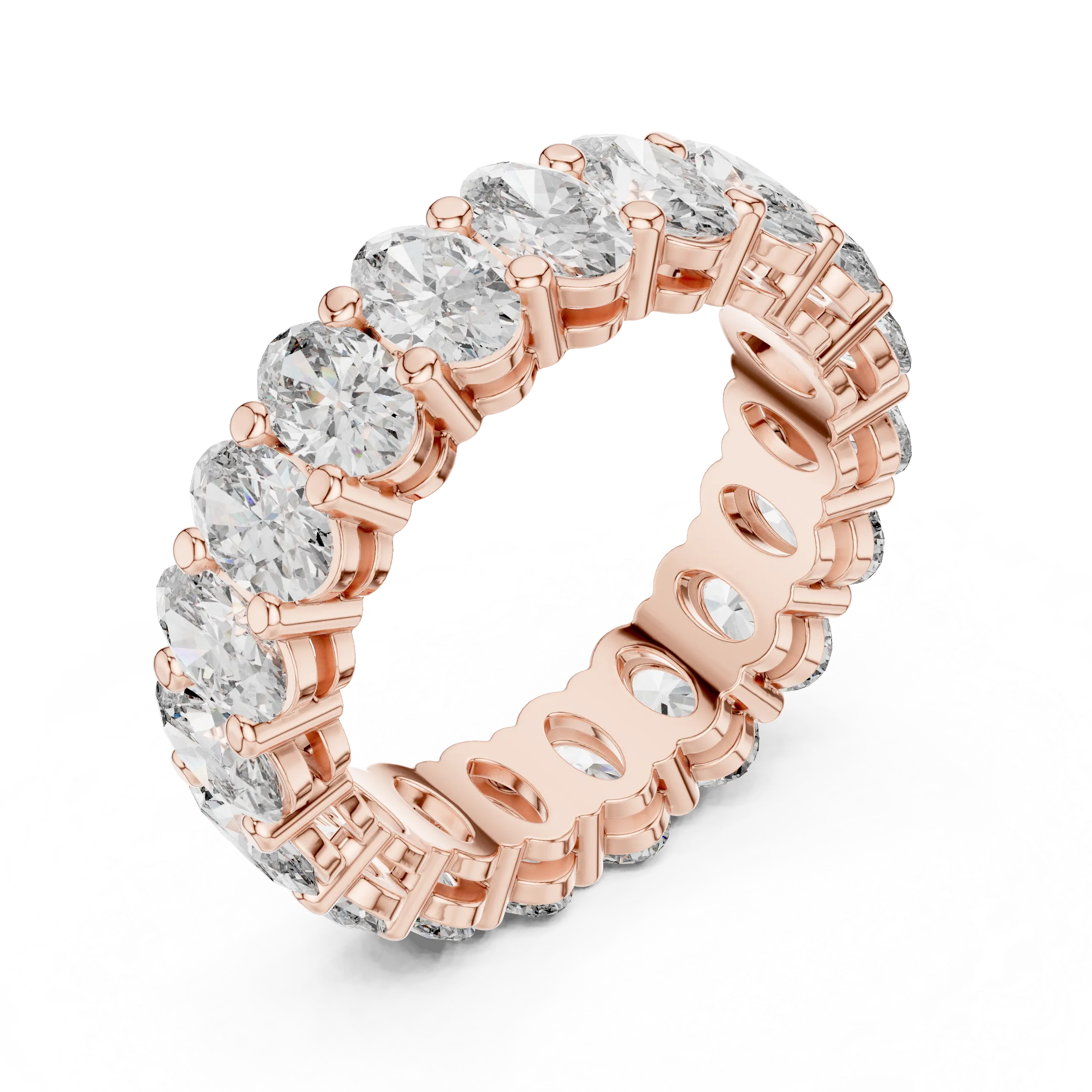 MJET020 - Oval Cut Shared Prong Full Eternity Statement Band