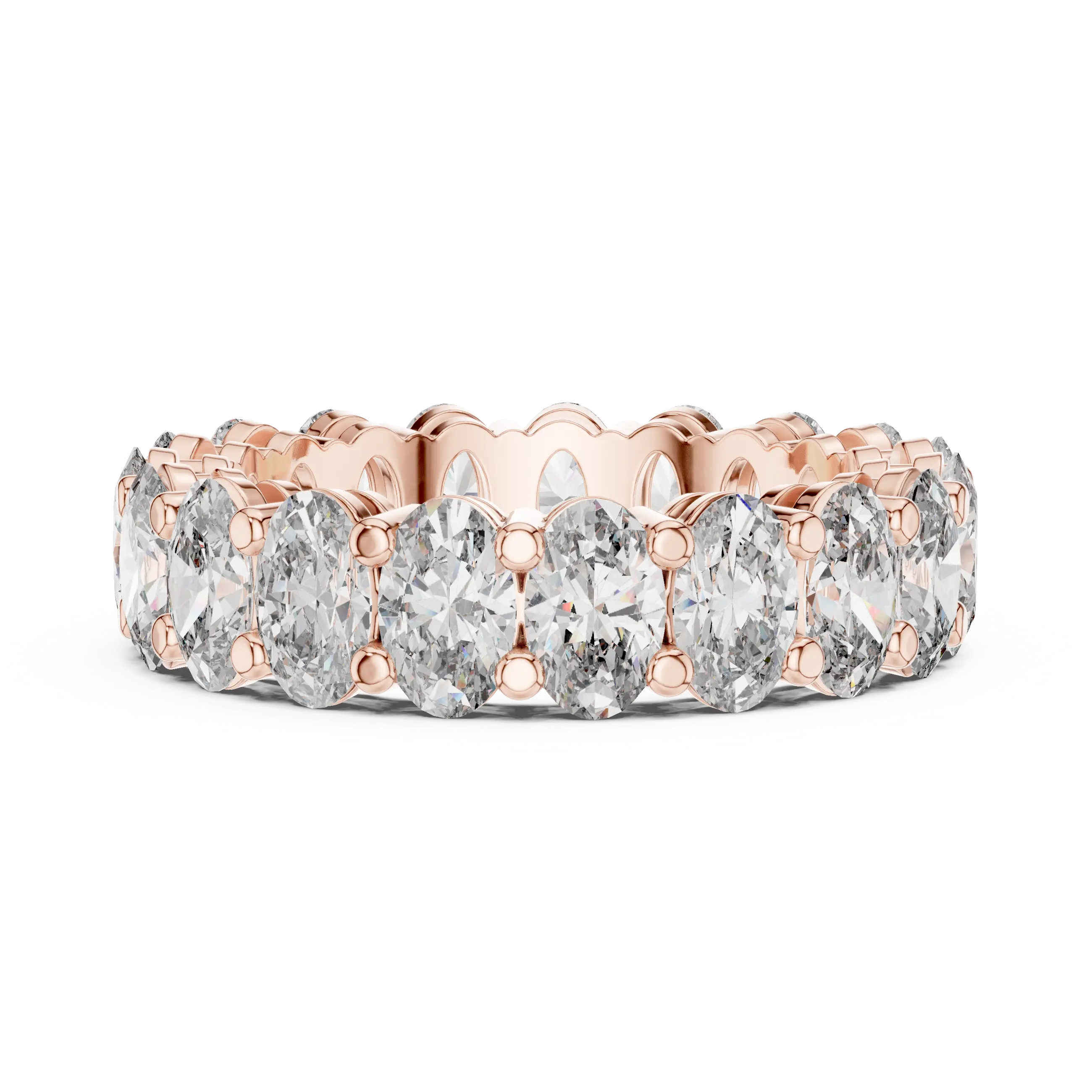 MJET020 - Oval Cut Shared Prong Full Eternity Statement Band