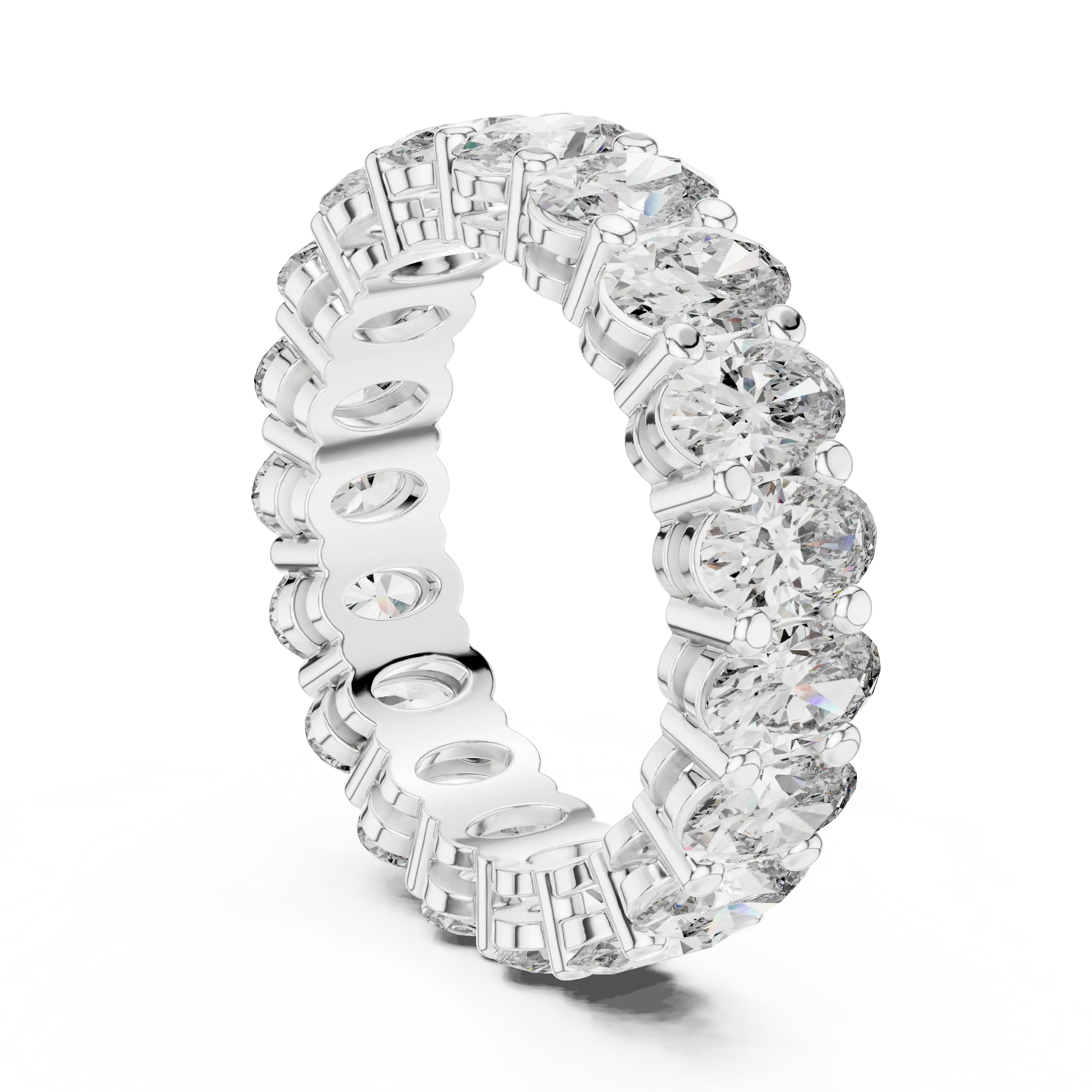 MJET020 - Oval Cut Shared Prong Full Eternity Statement Band