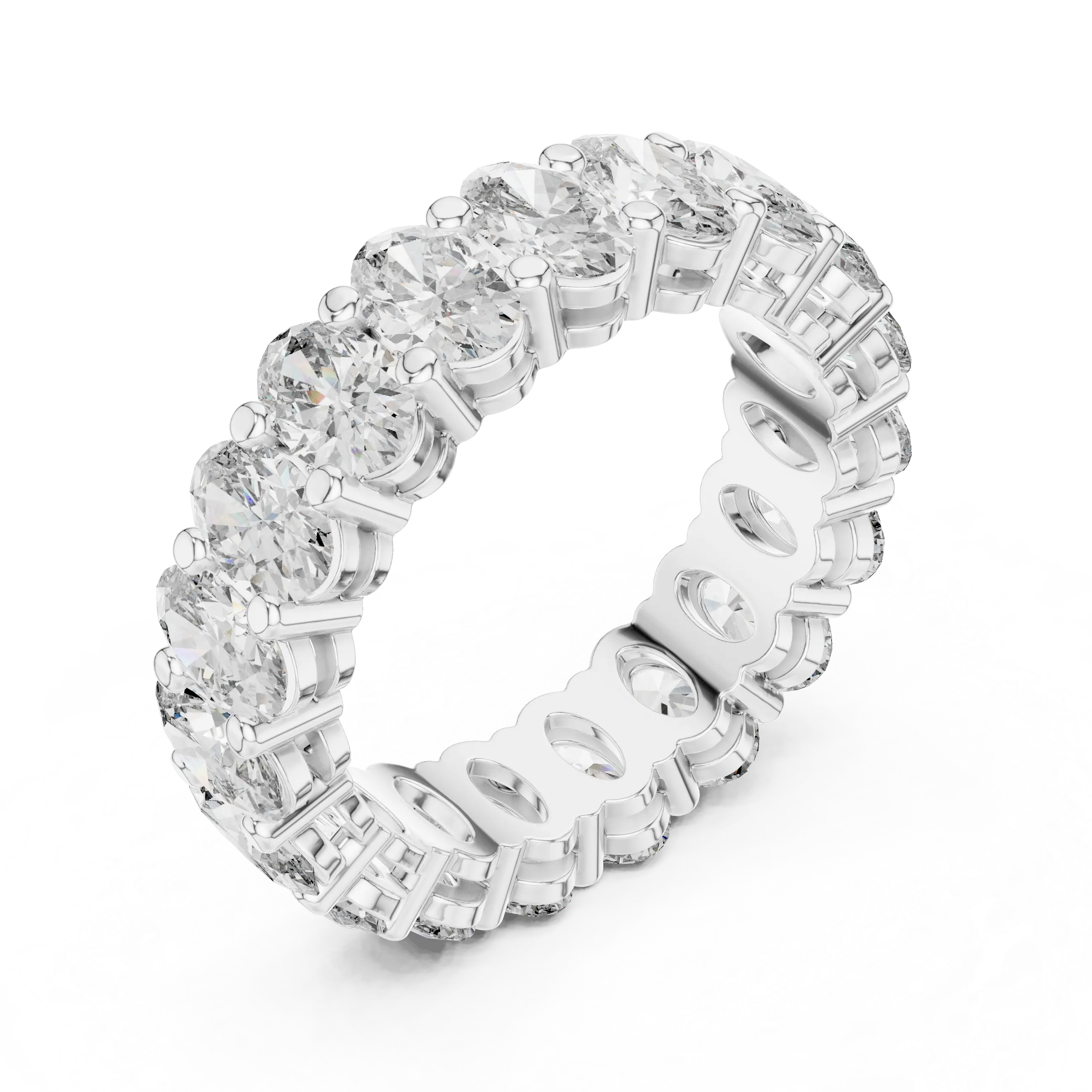 MJET020 - Oval Cut Shared Prong Full Eternity Statement Band
