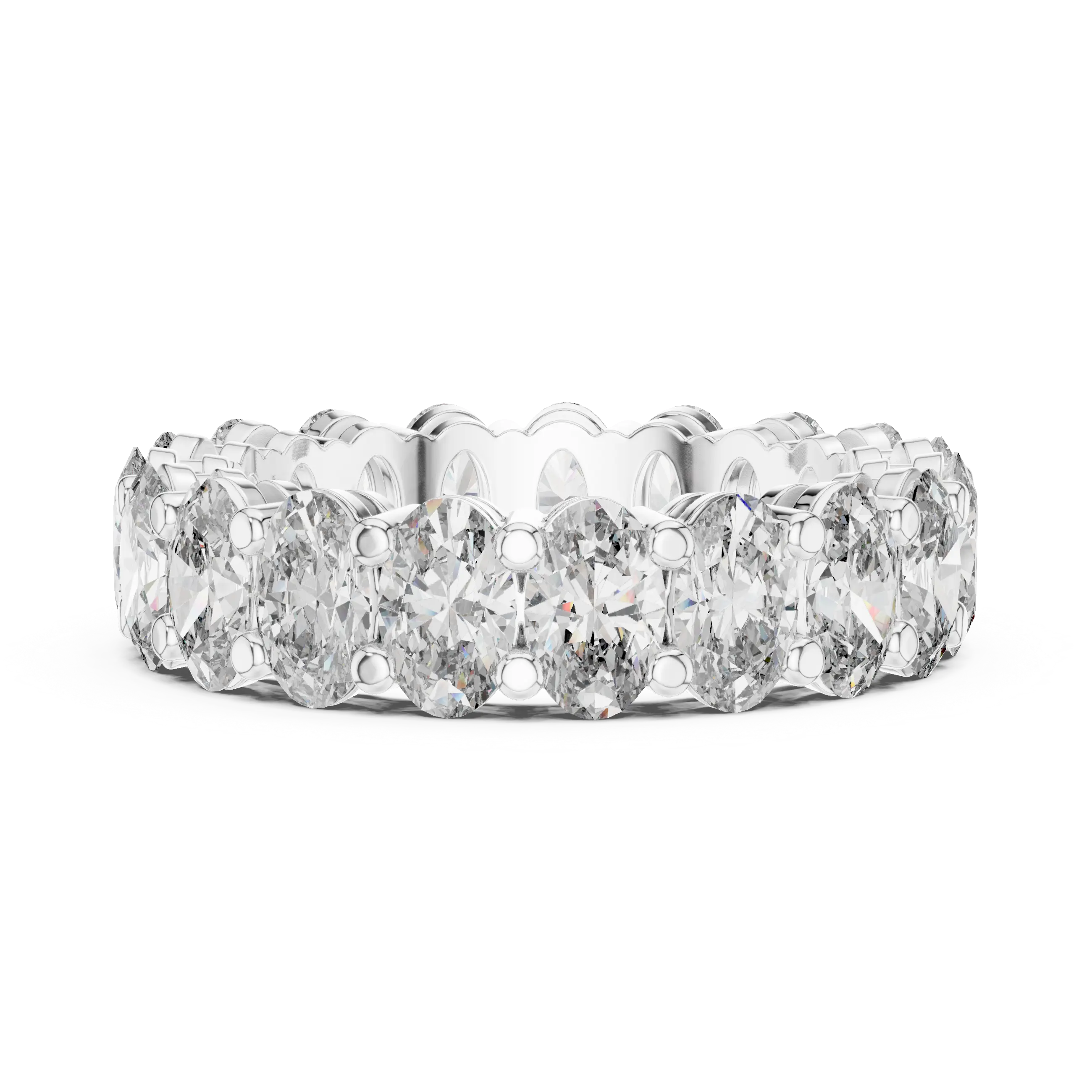 MJET020 - Oval Cut Shared Prong Full Eternity Statement Band