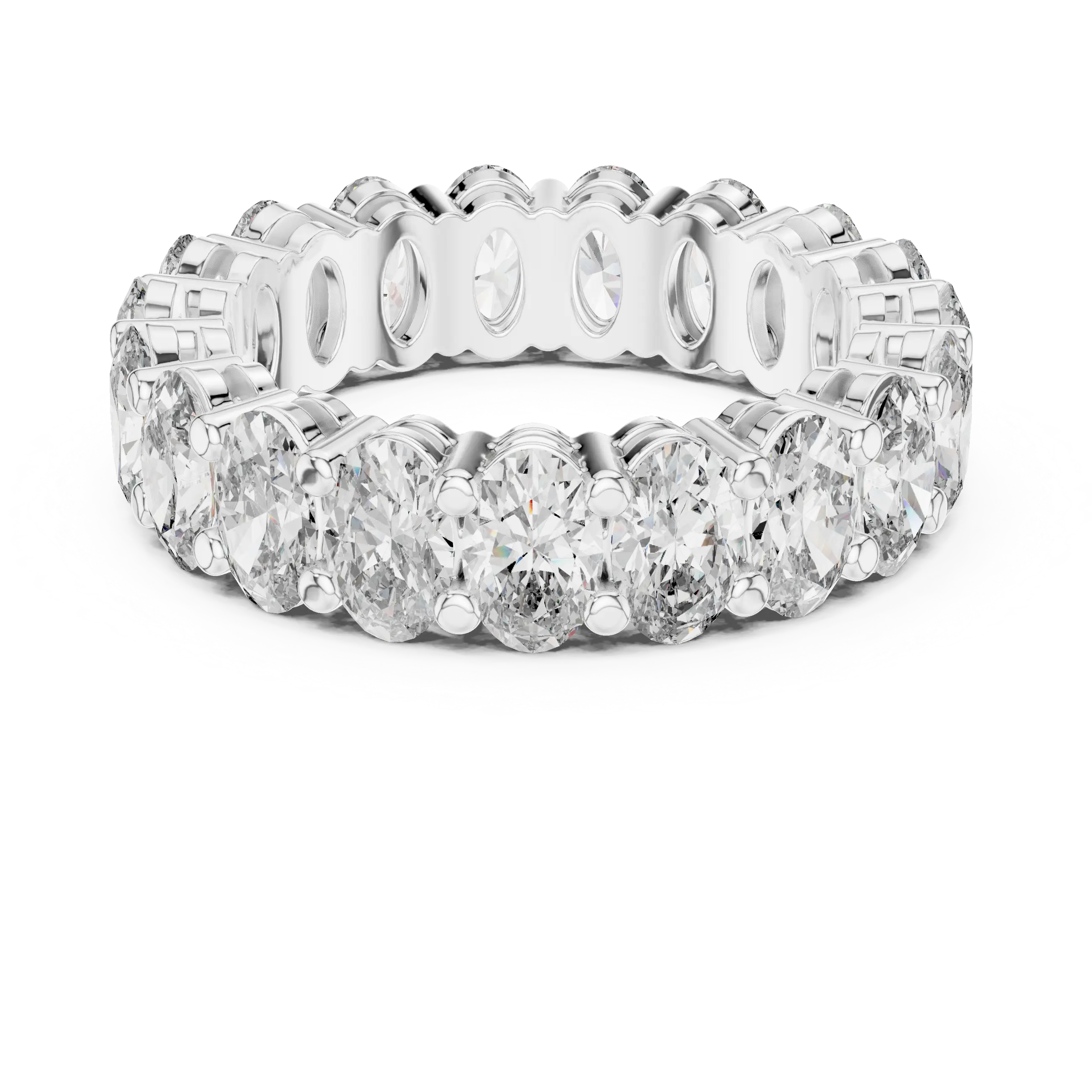 MJET020 - Oval Cut Shared Prong Full Eternity Statement Band