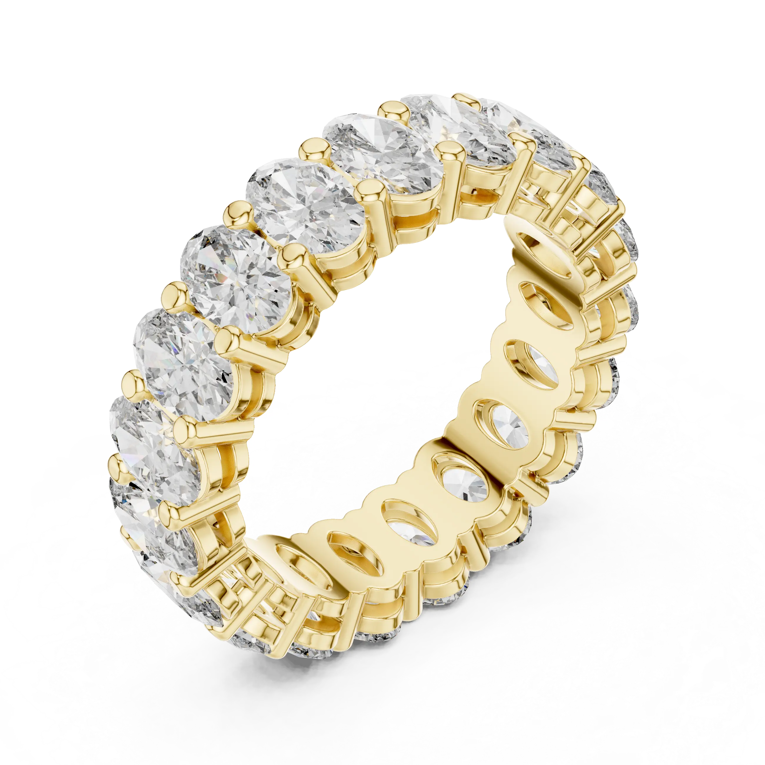 MJET020 - Oval Cut Shared Prong Full Eternity Statement Band
