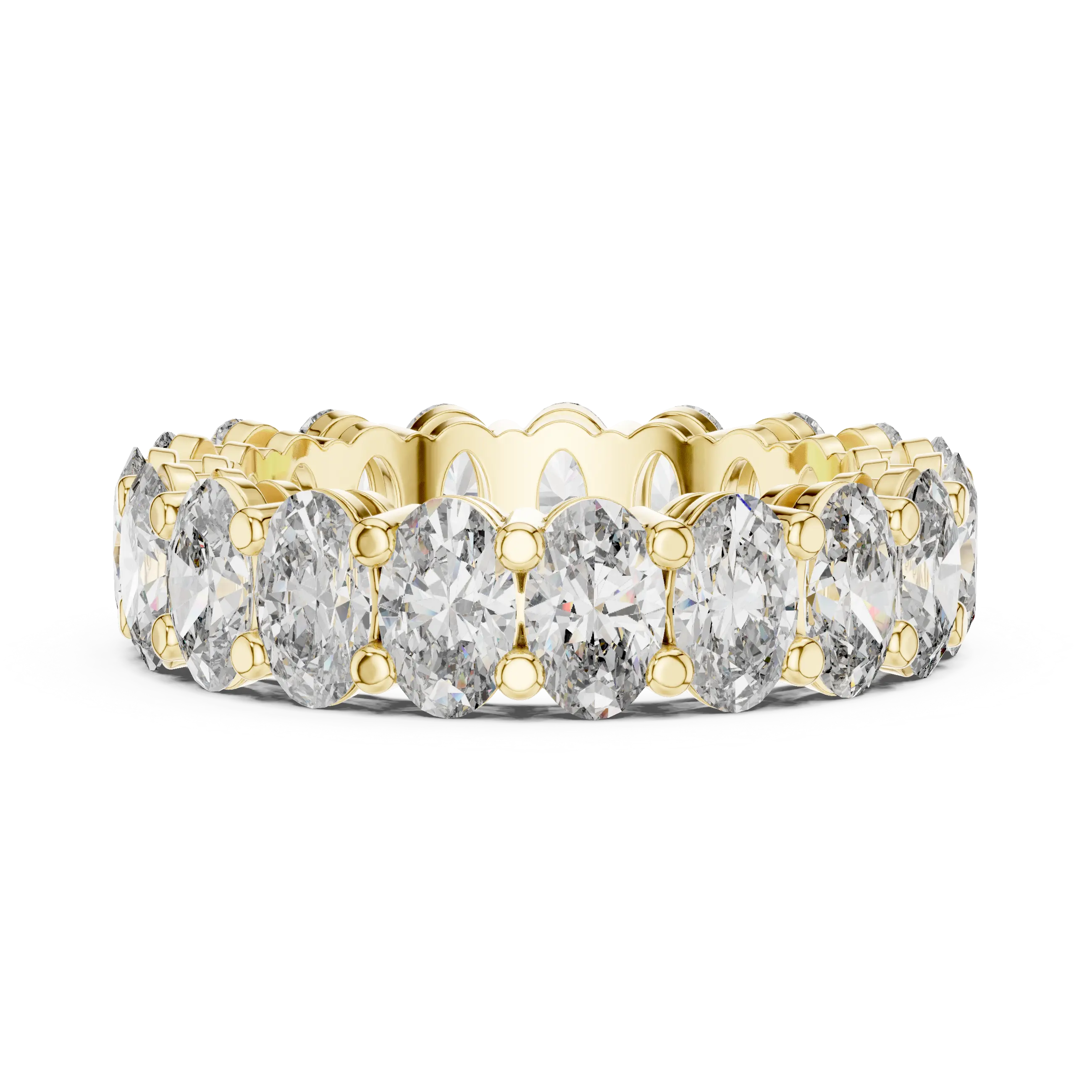 MJET020 - Oval Cut Shared Prong Full Eternity Statement Band