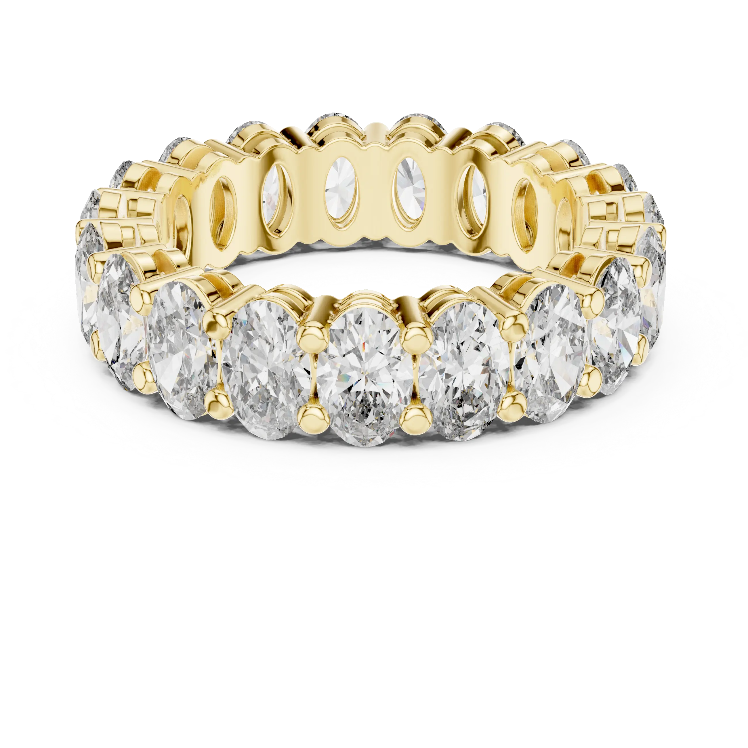 MJET020 - Oval Cut Shared Prong Full Eternity Statement Band