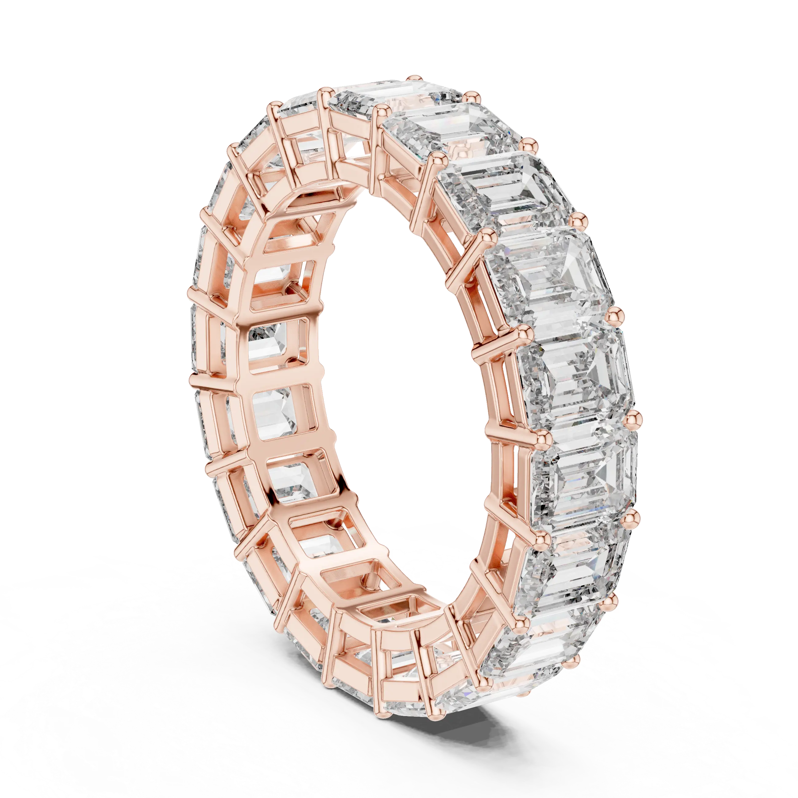 MJET024 - Emerald Cut Shared Prong Full Eternity Wedding Band