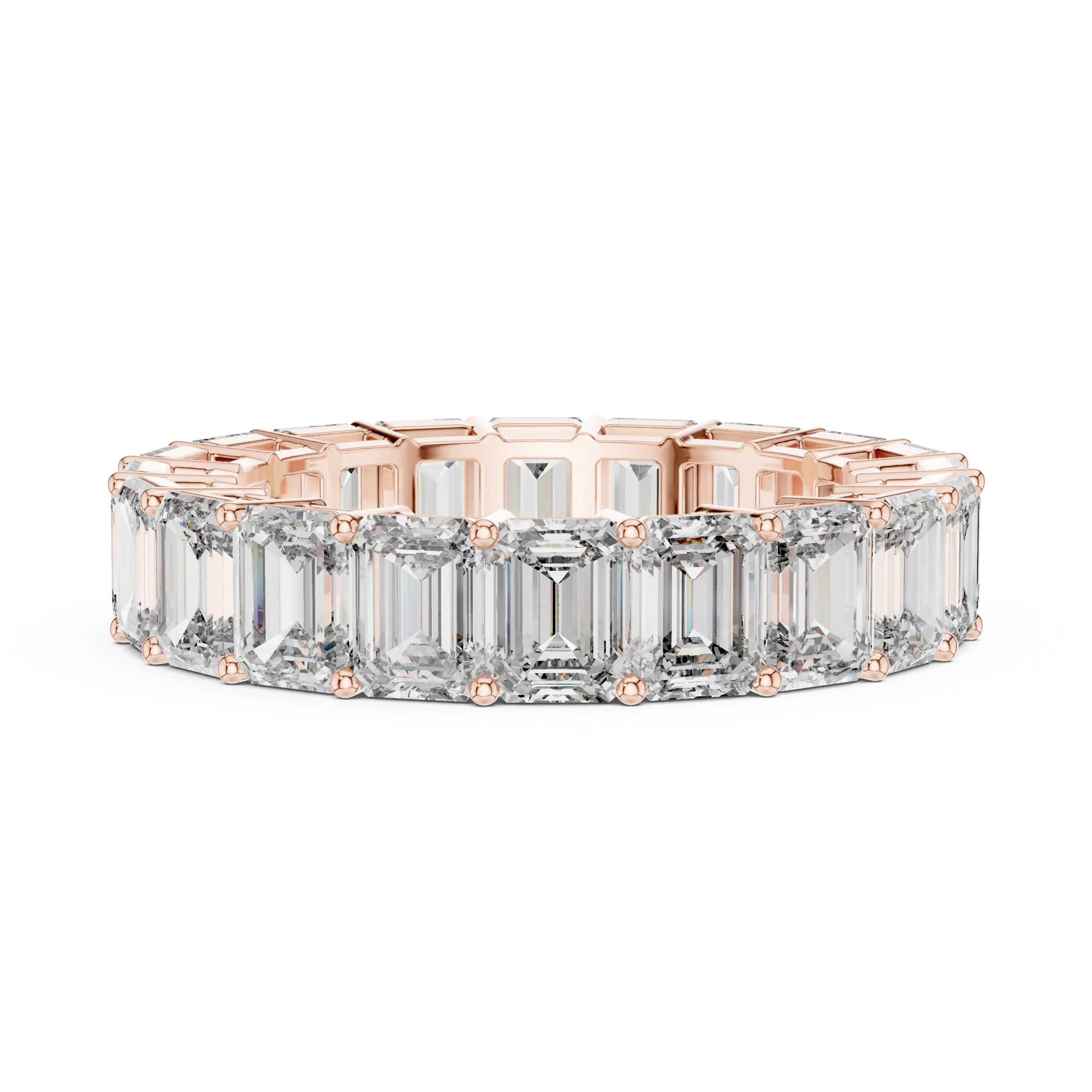 MJET024 - Emerald Cut Shared Prong Full Eternity Wedding Band