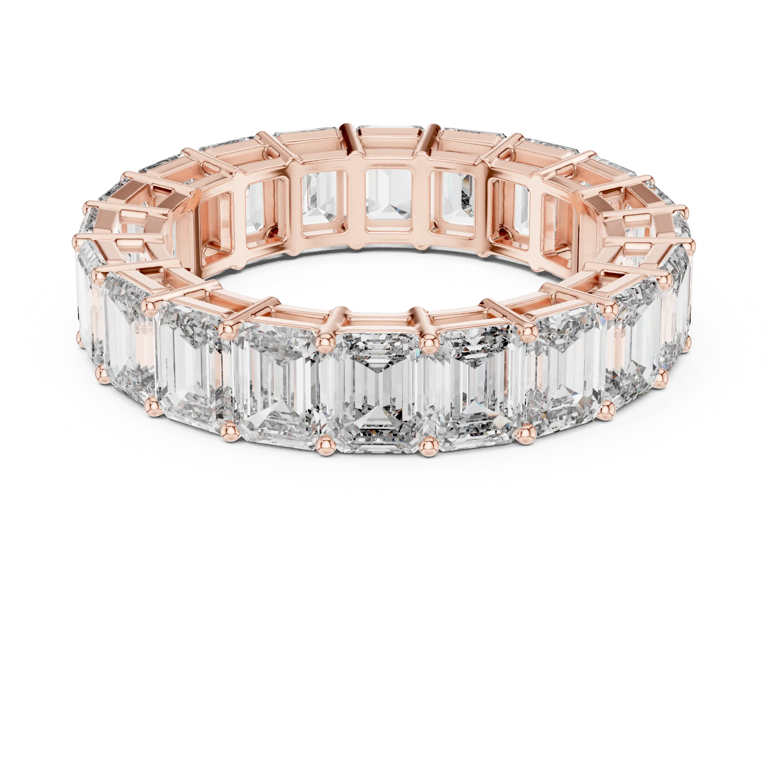 MJET024 - Emerald Cut Shared Prong Full Eternity Wedding Band