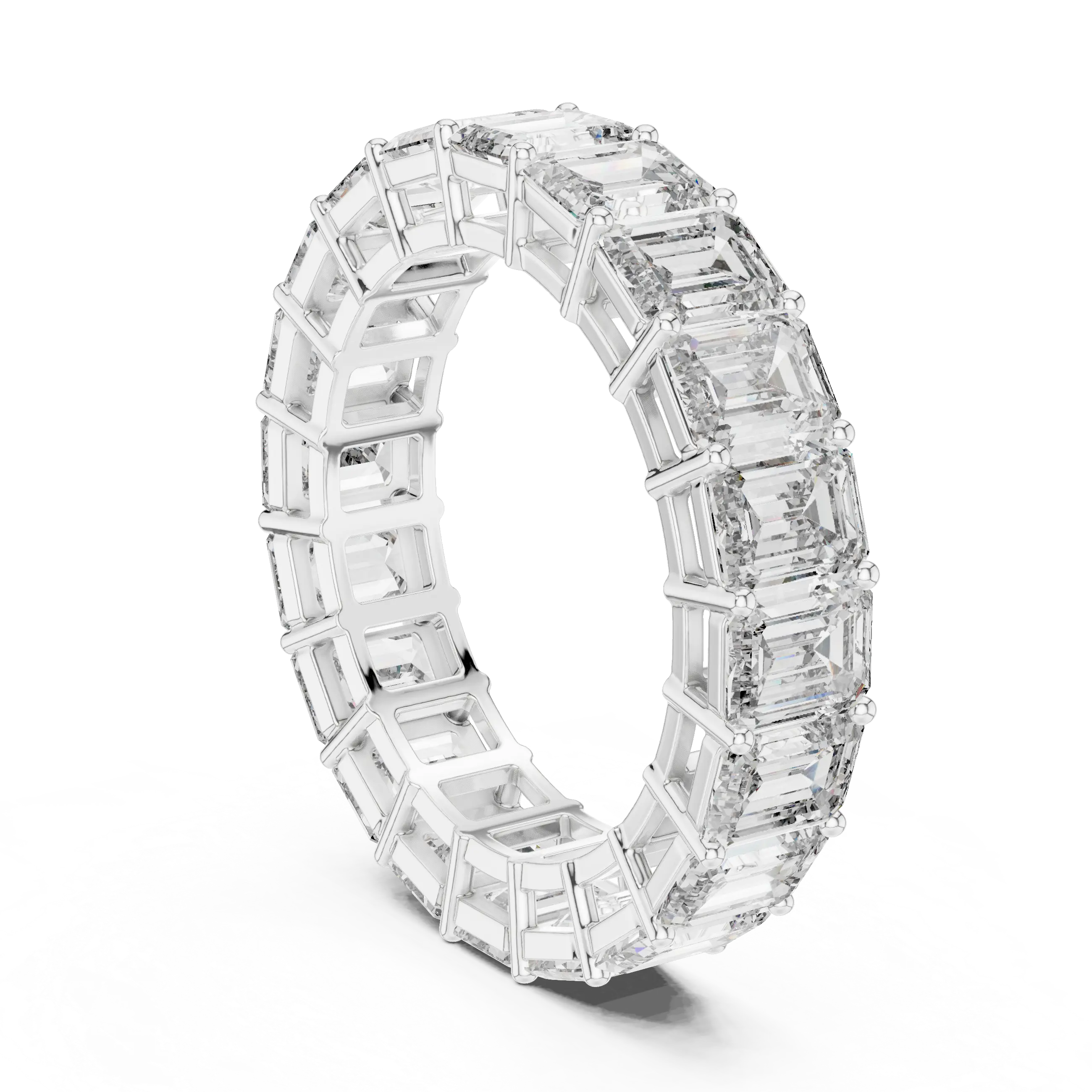 MJET024 - Emerald Cut Shared Prong Full Eternity Wedding Band