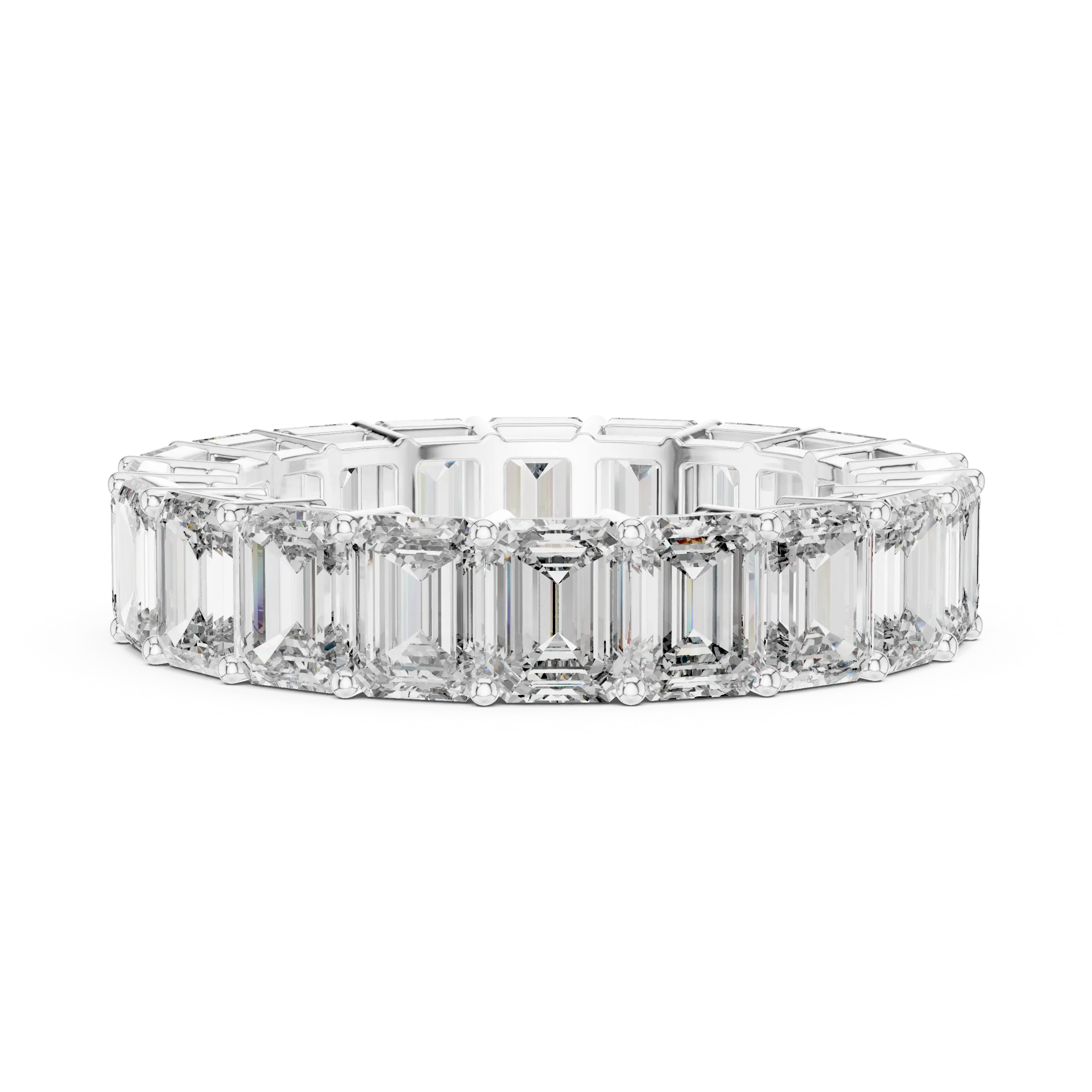 MJET024 - Emerald Cut Shared Prong Full Eternity Wedding Band