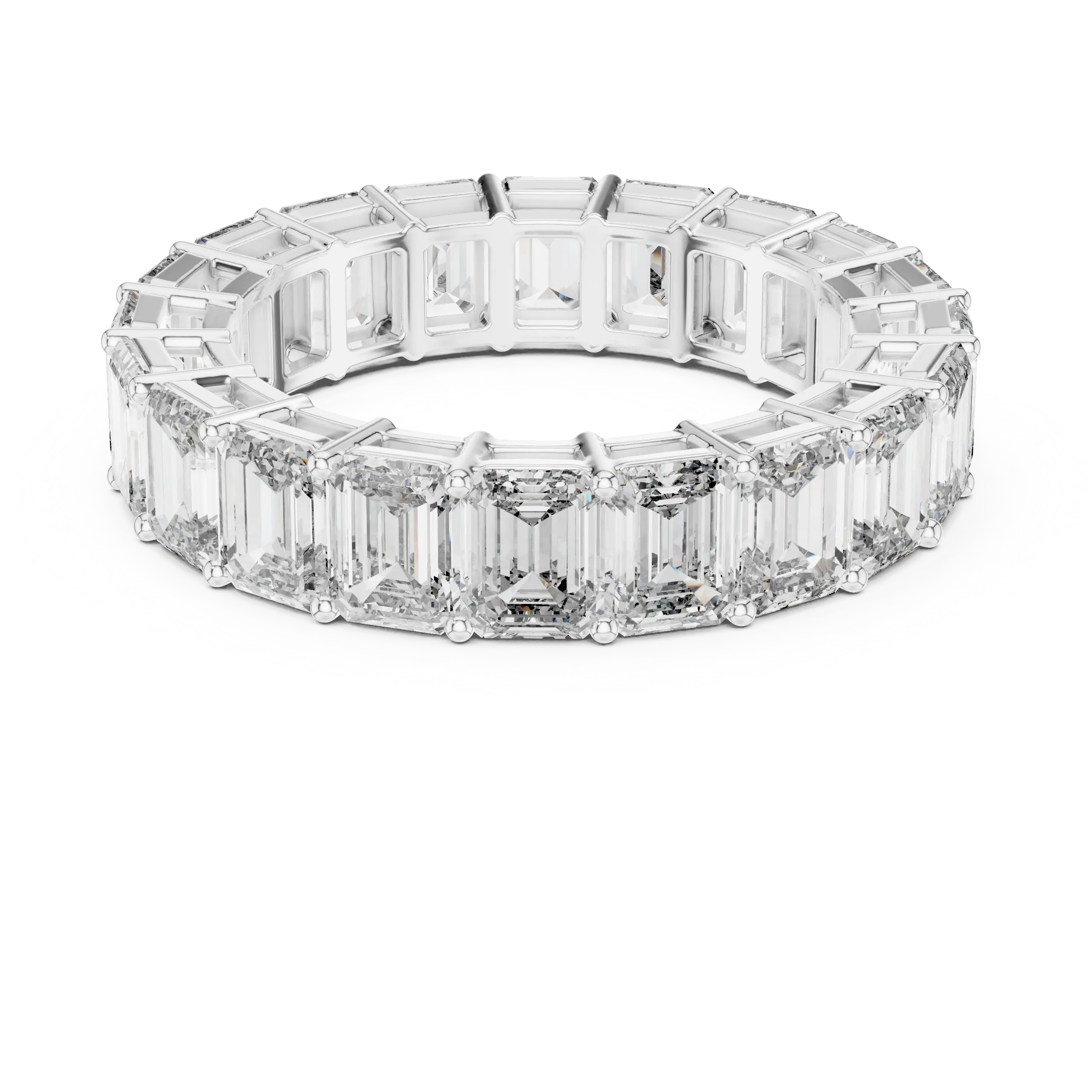 MJET024 - Emerald Cut Shared Prong Full Eternity Wedding Band