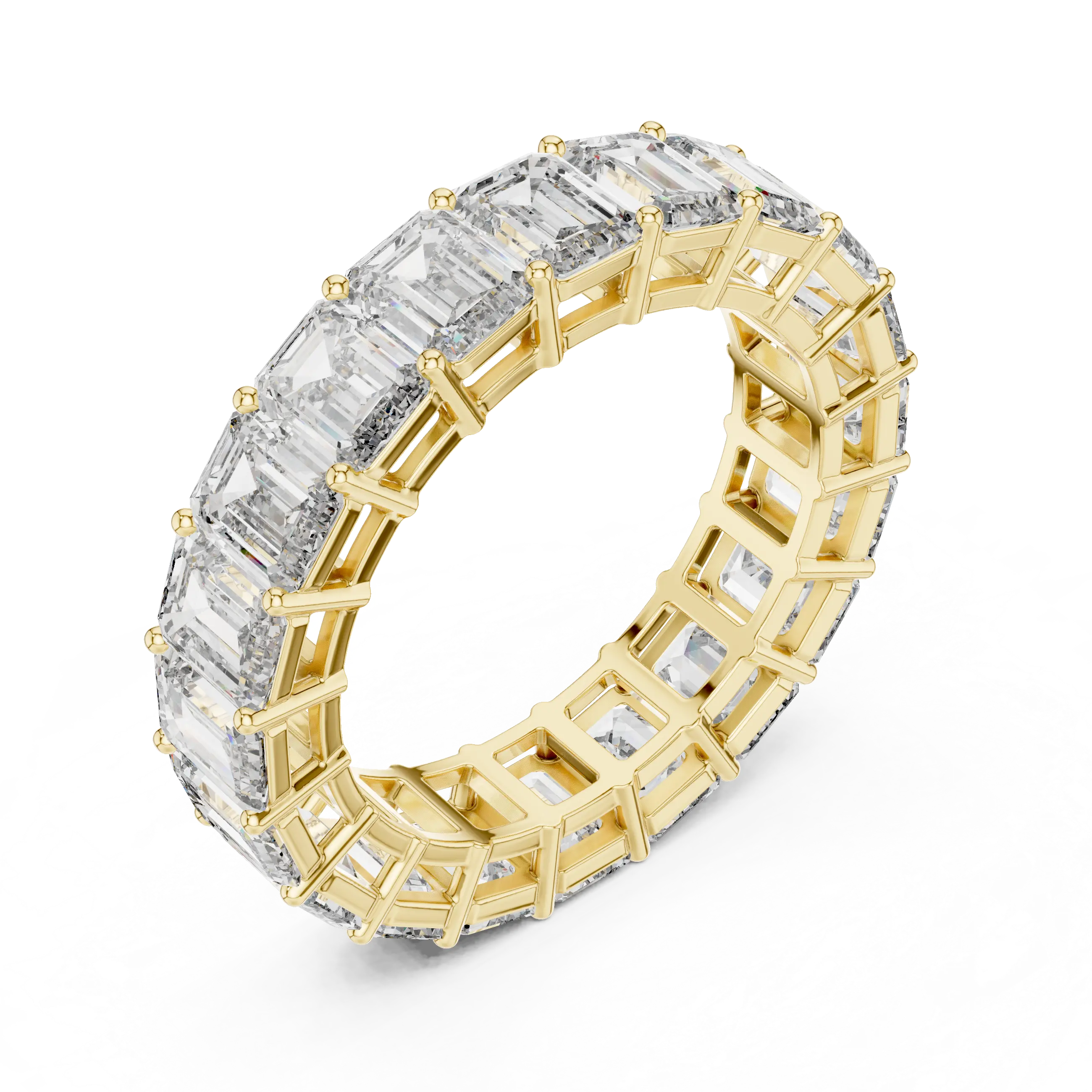 MJET024 - Emerald Cut Shared Prong Full Eternity Wedding Band