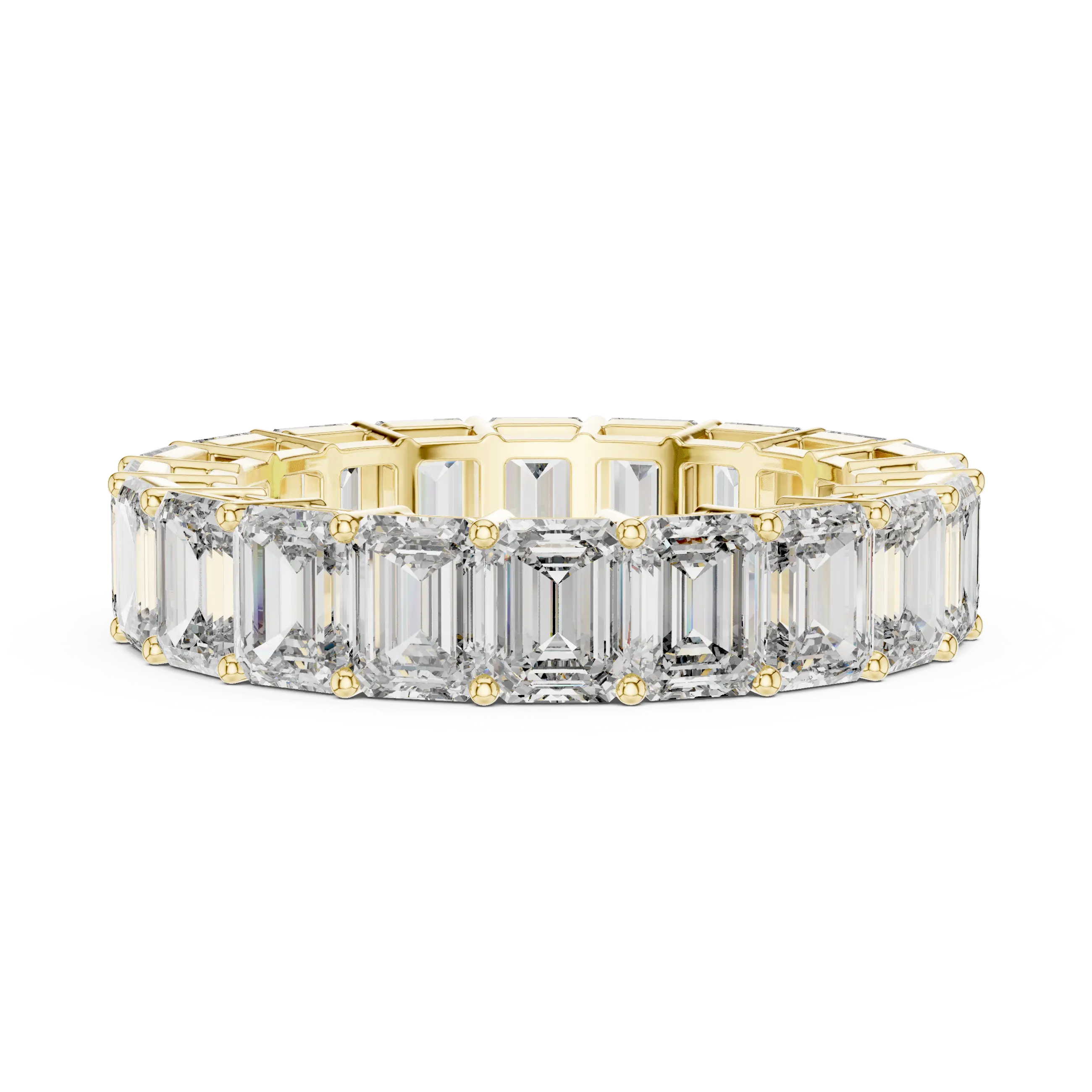 MJET024 - Emerald Cut Shared Prong Full Eternity Wedding Band