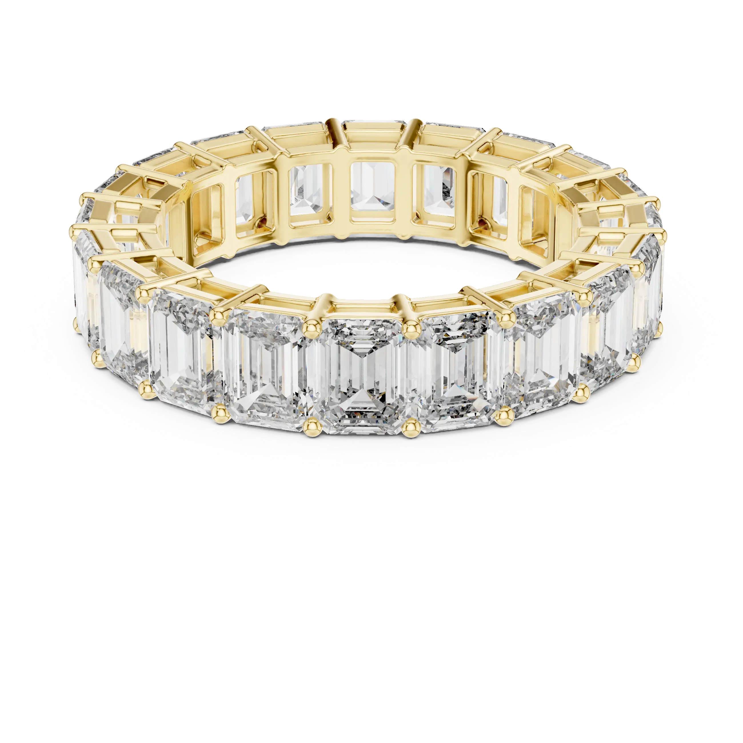 MJET024 - Emerald Cut Shared Prong Full Eternity Wedding Band