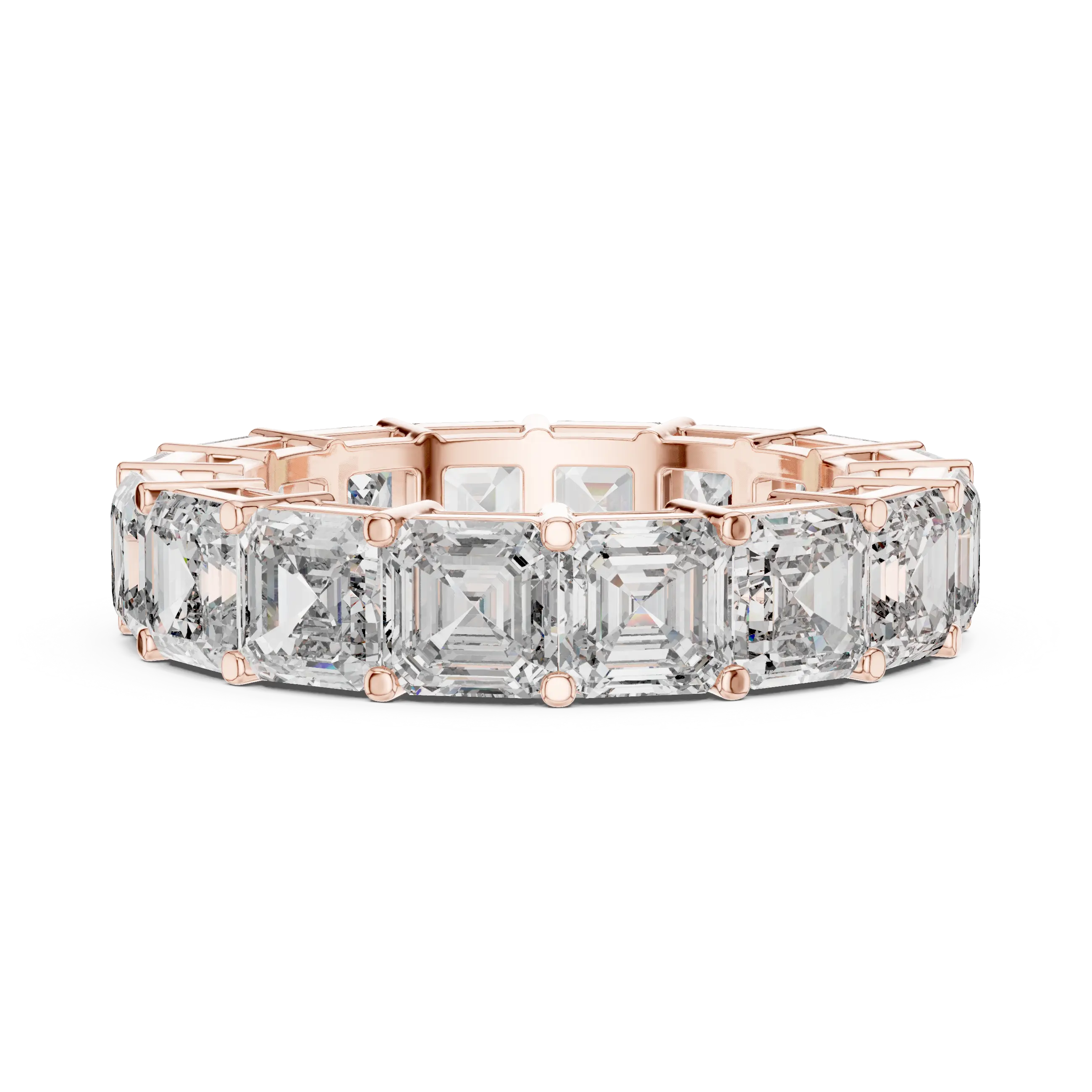 MJET023 - Asscher Cut Step Facet Full Eternity Wedding Band