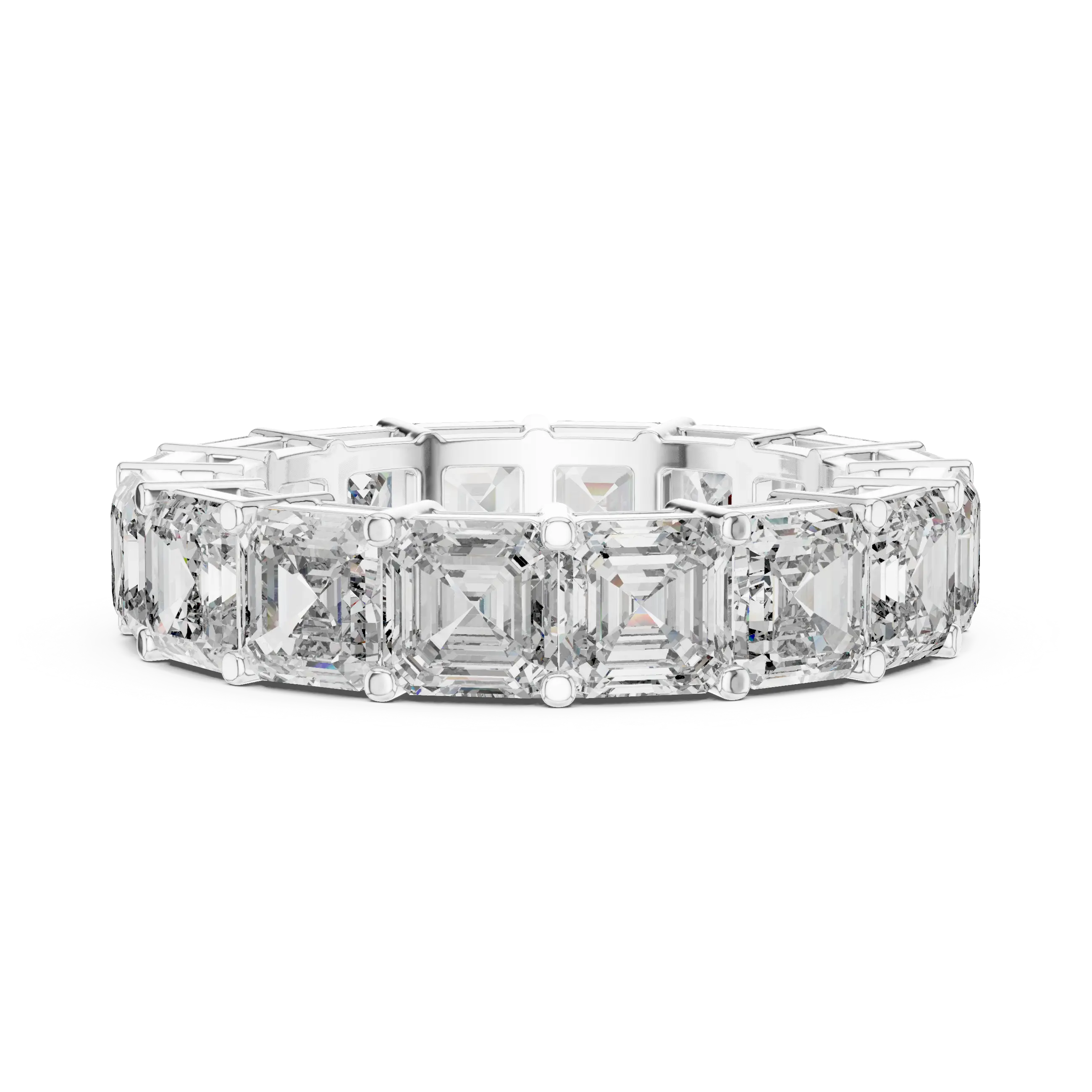 MJET023 - Asscher Cut Step Facet Full Eternity Wedding Band