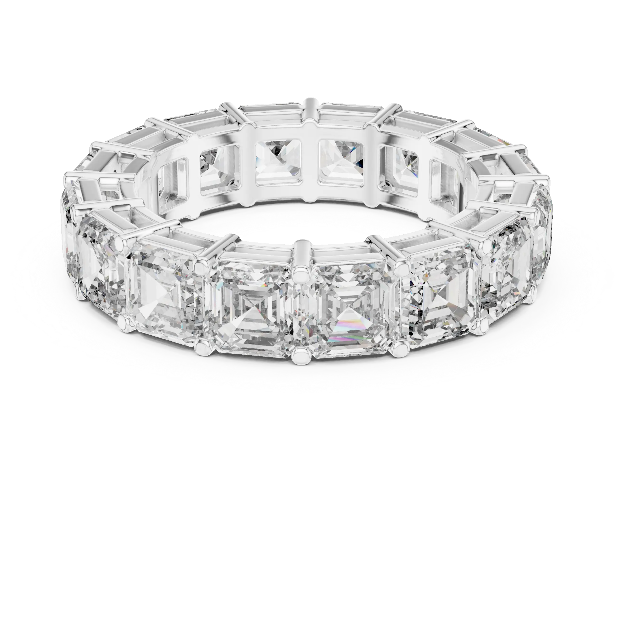 MJET023 - Asscher Cut Step Facet Full Eternity Wedding Band