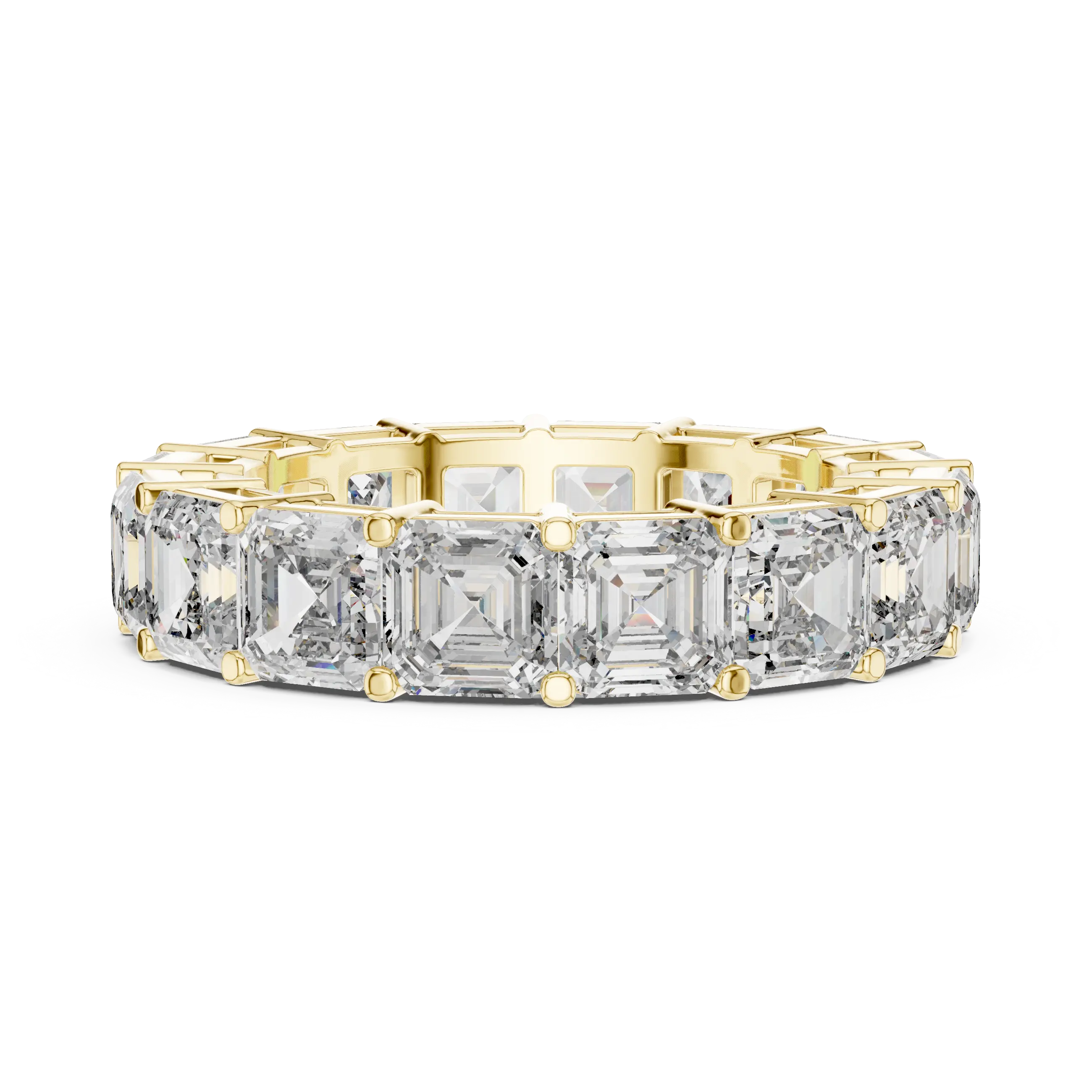 MJET023 - Asscher Cut Step Facet Full Eternity Wedding Band