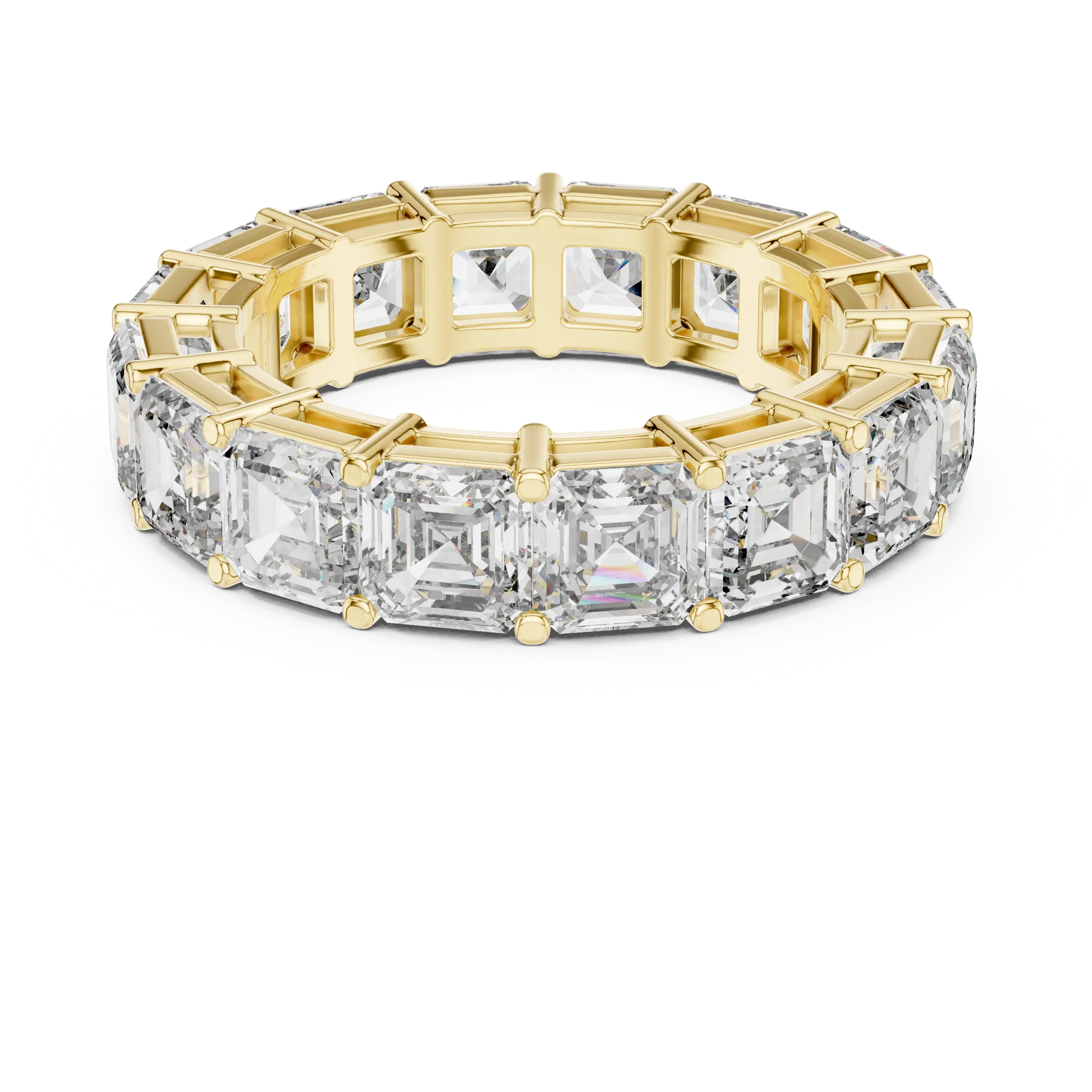 MJET023 - Asscher Cut Step Facet Full Eternity Wedding Band
