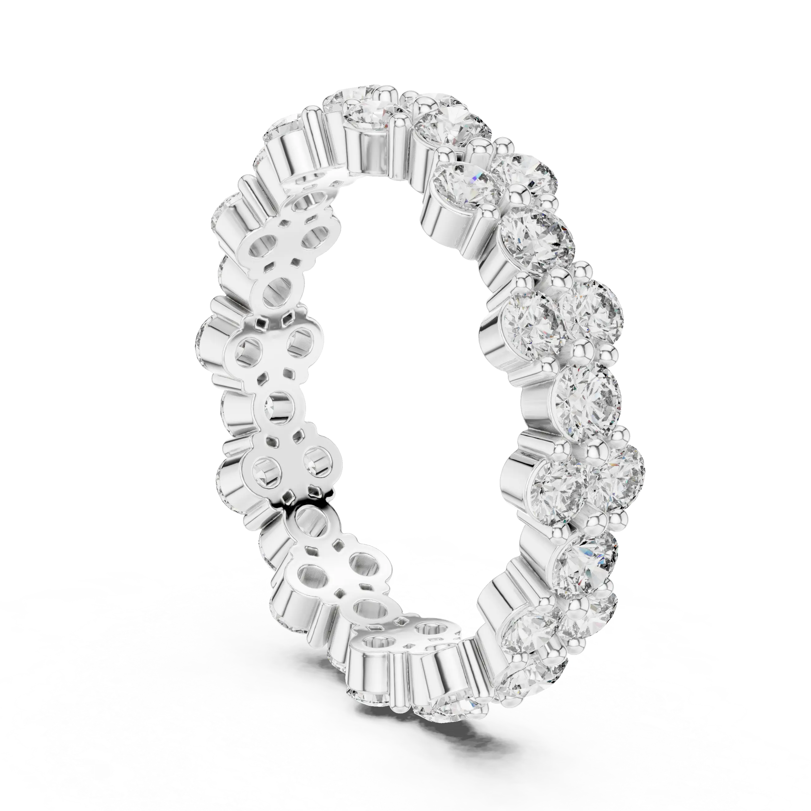 MJET025 - Scalloped Cluster Eternity Ring with Round Stones
