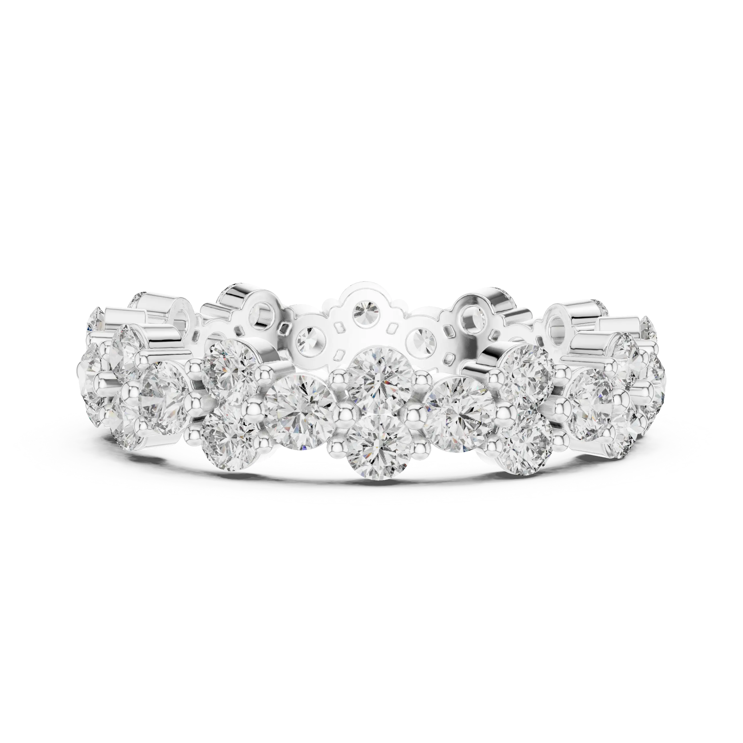 MJET025 - Scalloped Cluster Eternity Ring with Round Stones