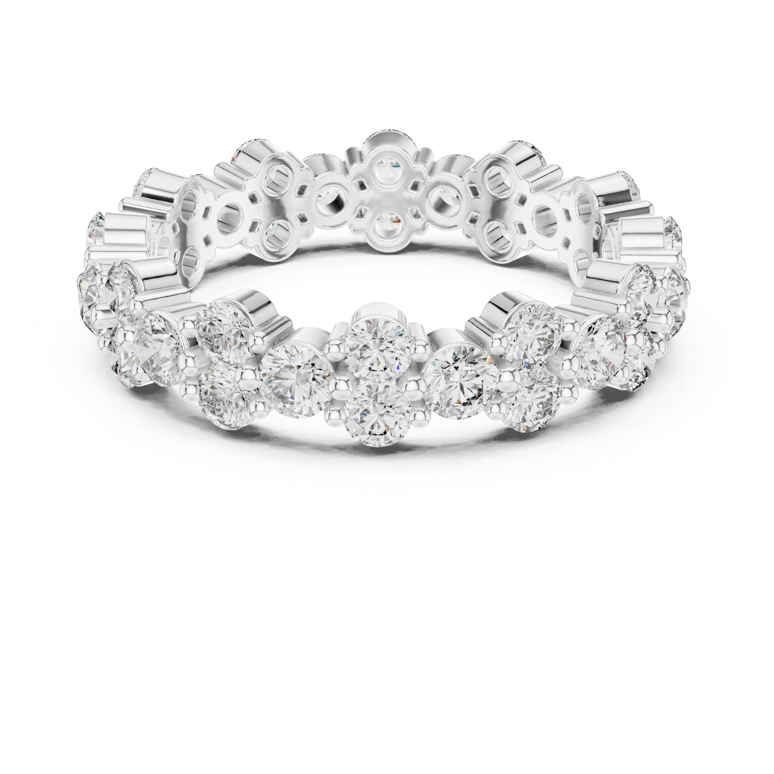 MJET025 - Scalloped Cluster Eternity Ring with Round Stones