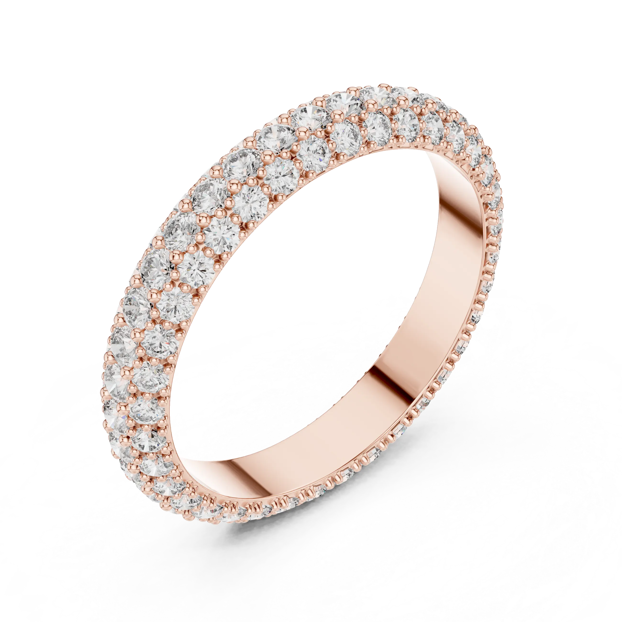 MJET026 - Micro-Pavé Triple Row Wedding Band