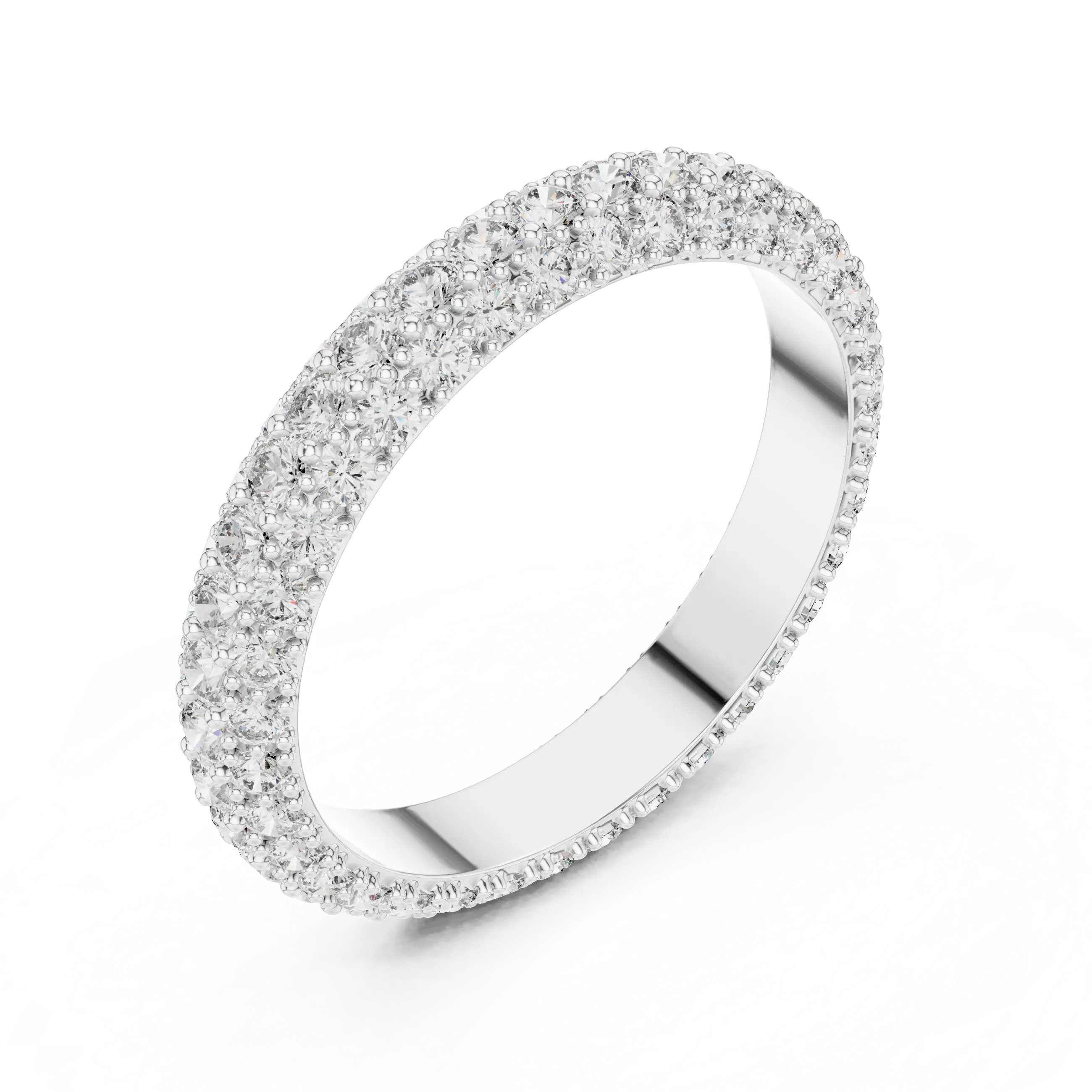 MJET026 - Micro-Pavé Triple Row Wedding Band