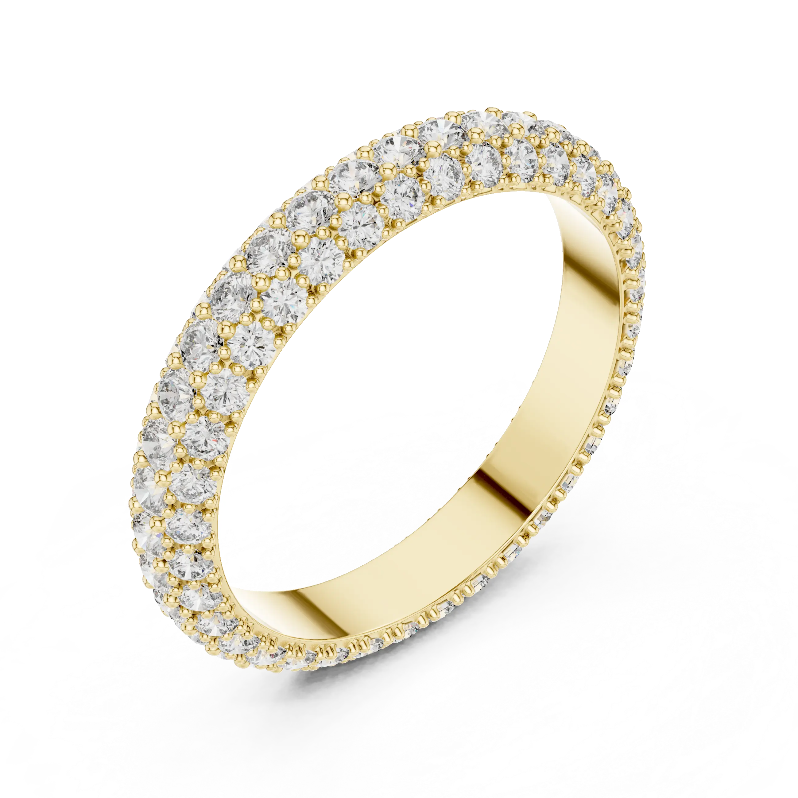 MJET026 - Micro-Pavé Triple Row Wedding Band