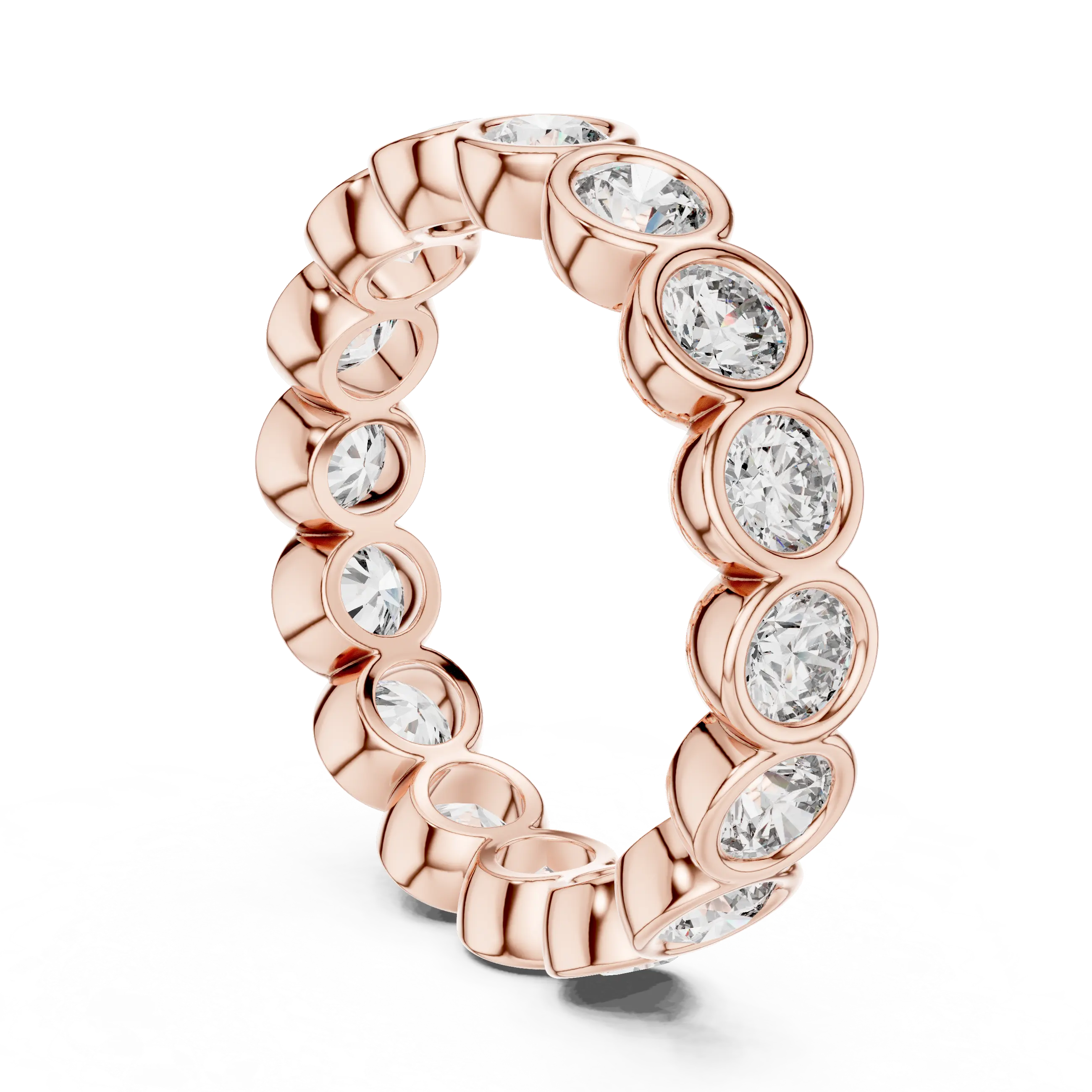 MJET028 - Smooth Bezel Encased Round Stone Stackable Ring