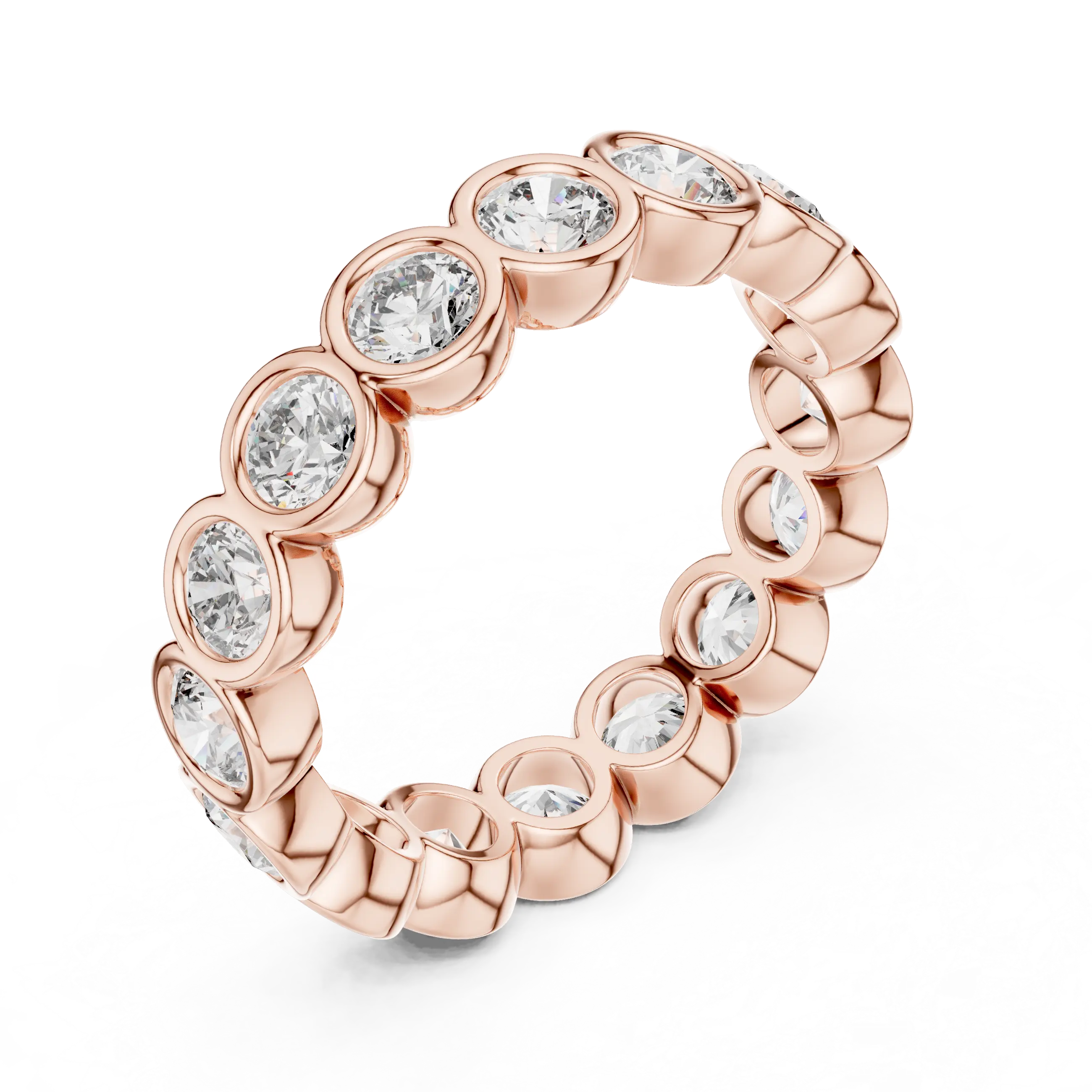 MJET028 - Smooth Bezel Encased Round Stone Stackable Ring