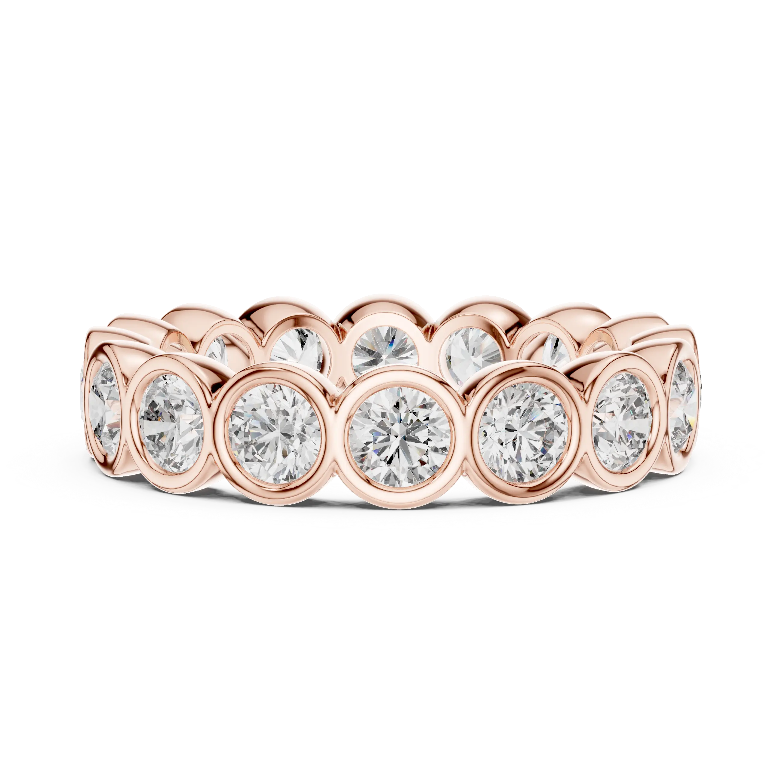 MJET028 - Smooth Bezel Encased Round Stone Stackable Ring