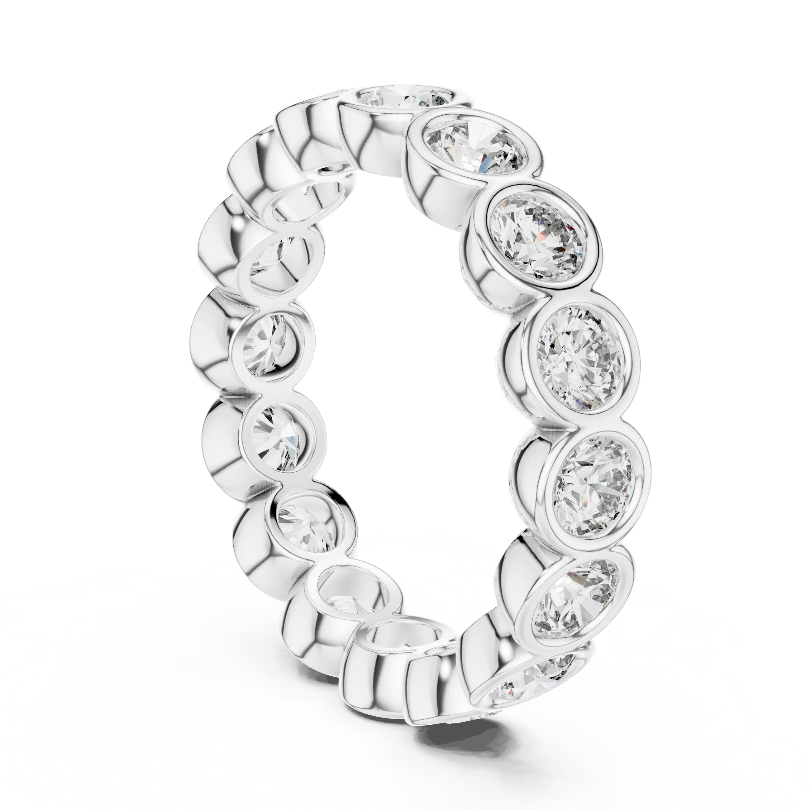 MJET028 - Smooth Bezel Encased Round Stone Stackable Ring