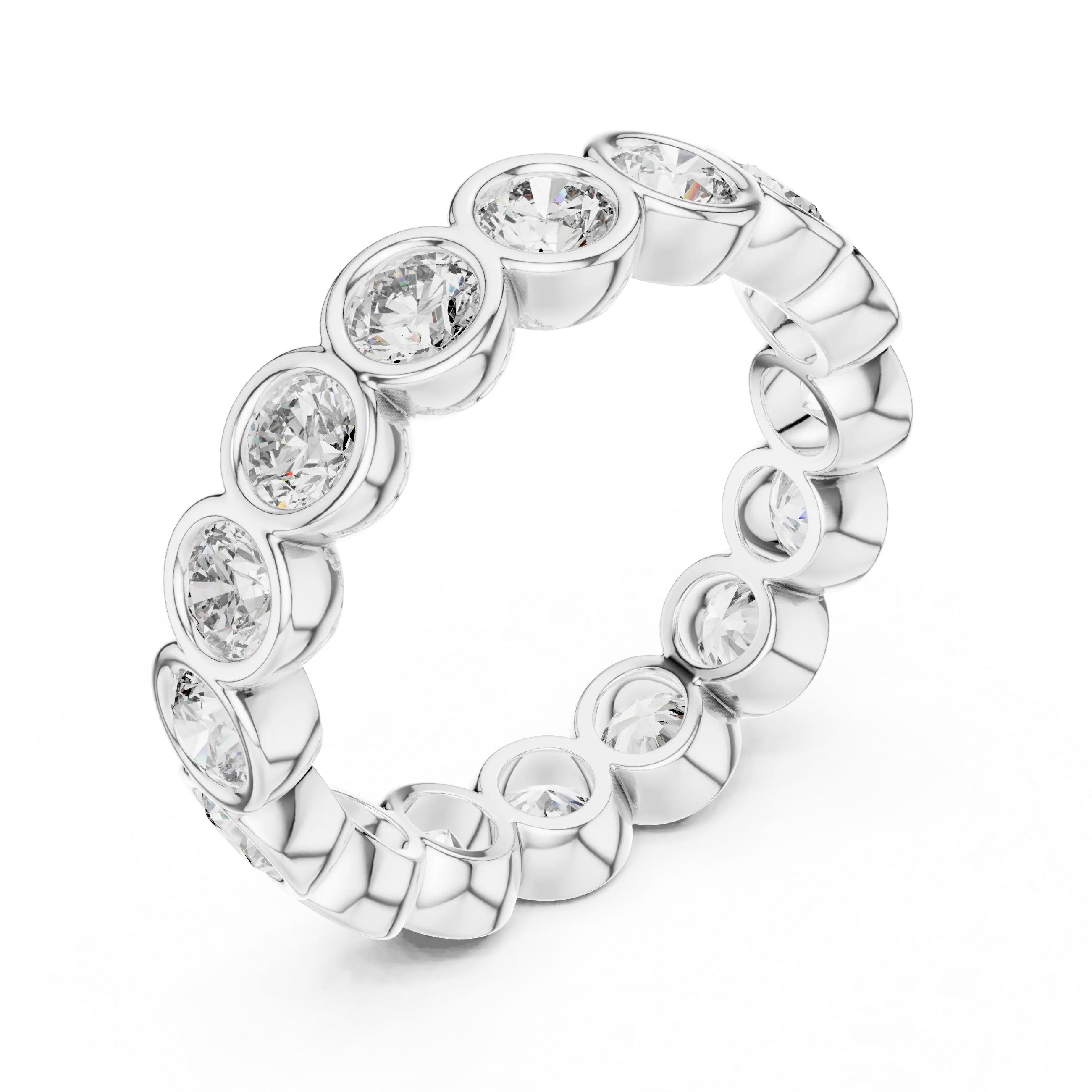 MJET028 - Smooth Bezel Encased Round Stone Stackable Ring