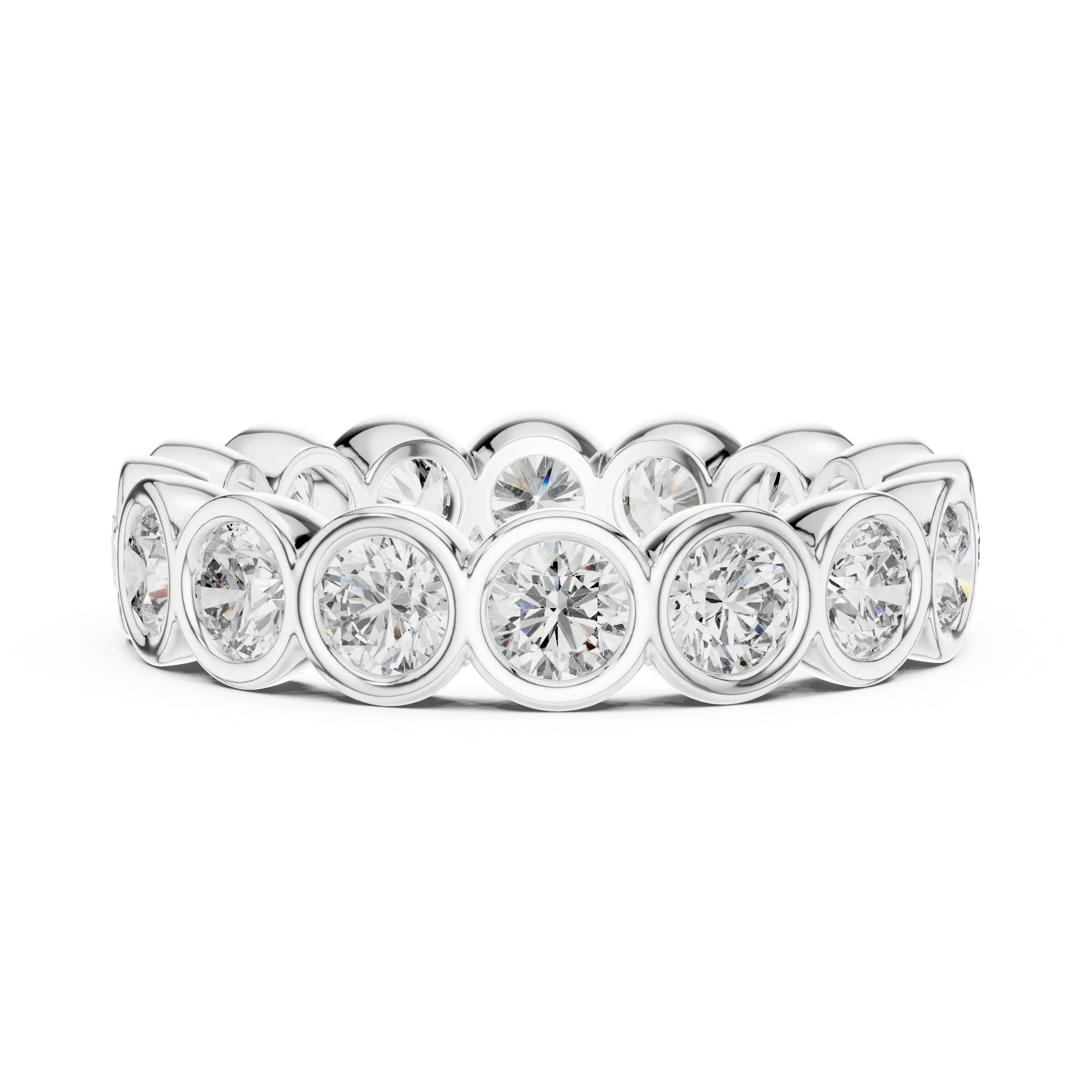 MJET028 - Smooth Bezel Encased Round Stone Stackable Ring