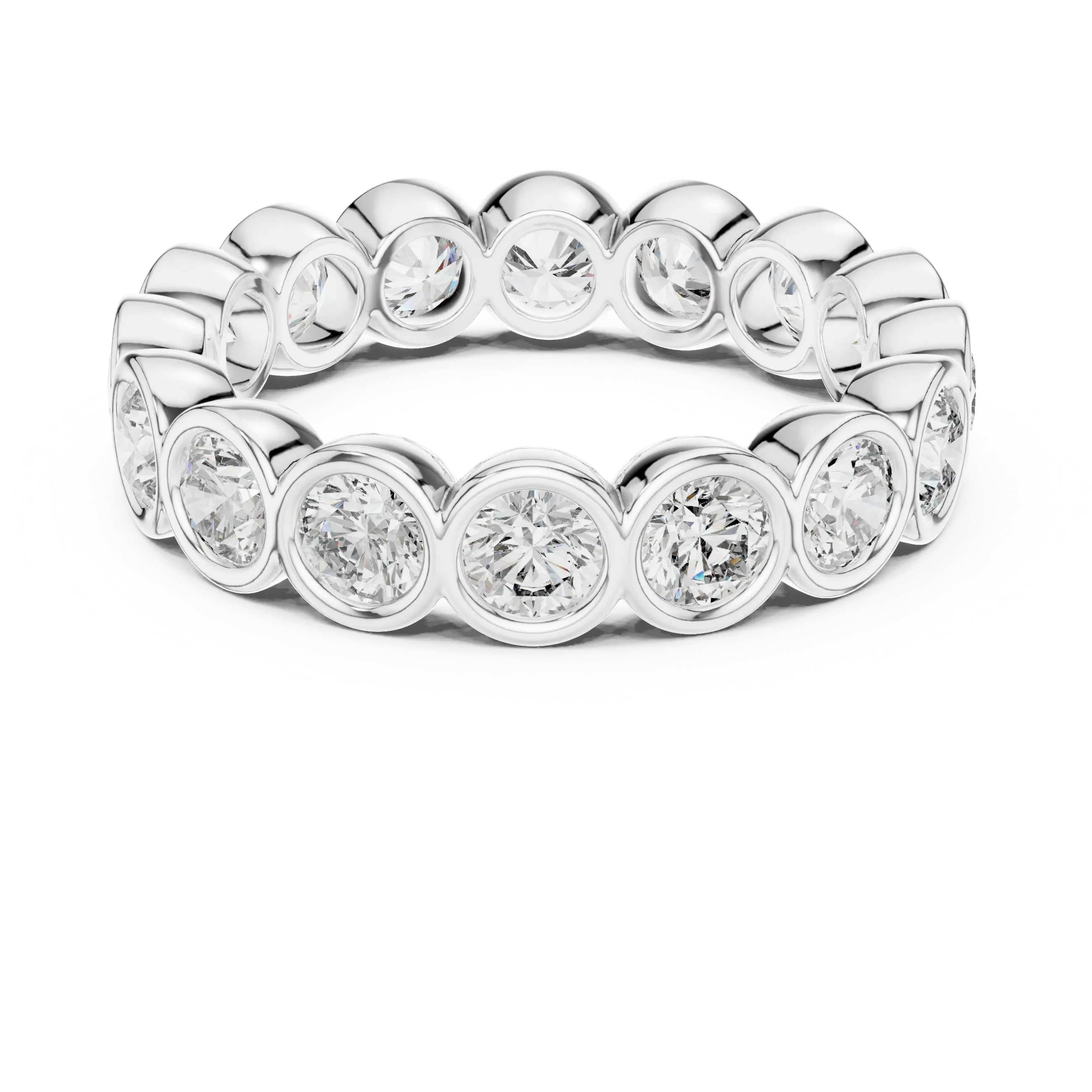 MJET028 - Smooth Bezel Encased Round Stone Stackable Ring